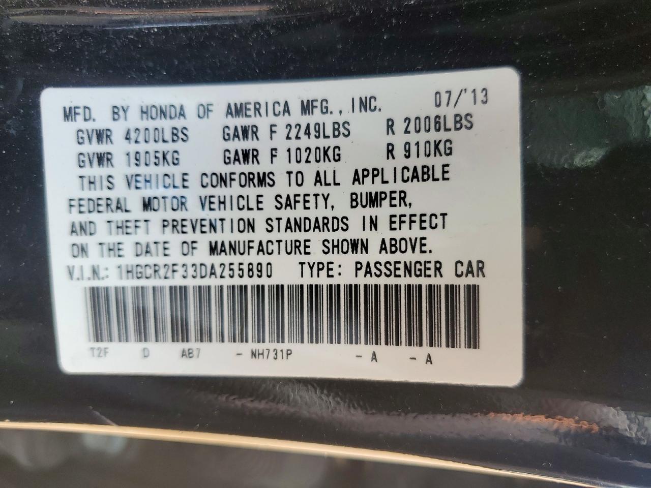 2013 Honda Accord Lx Black vin: 1HGCR2F33DA255890