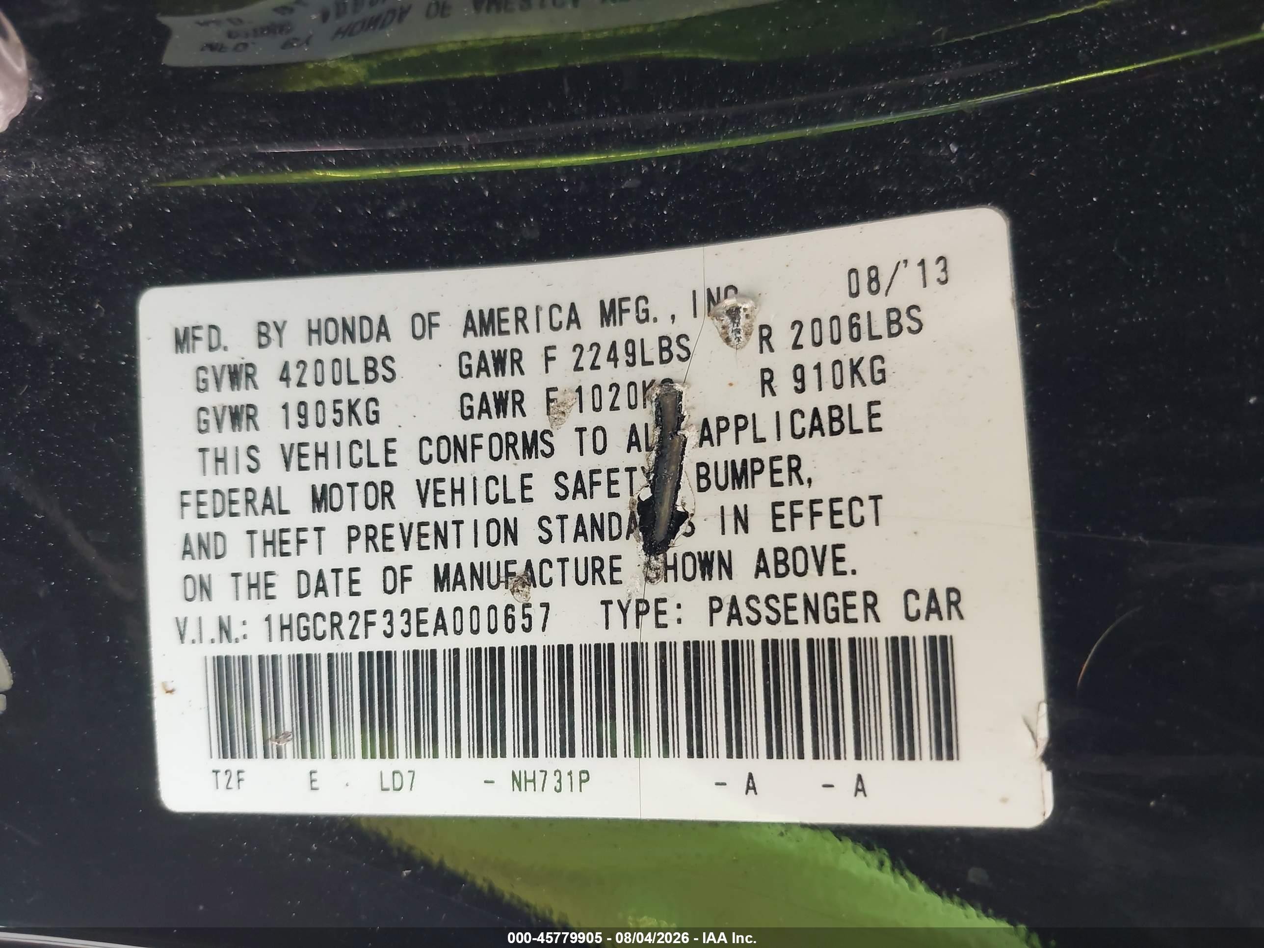 2014 Honda Accord Lx Black vin: 1HGCR2F33EA000657