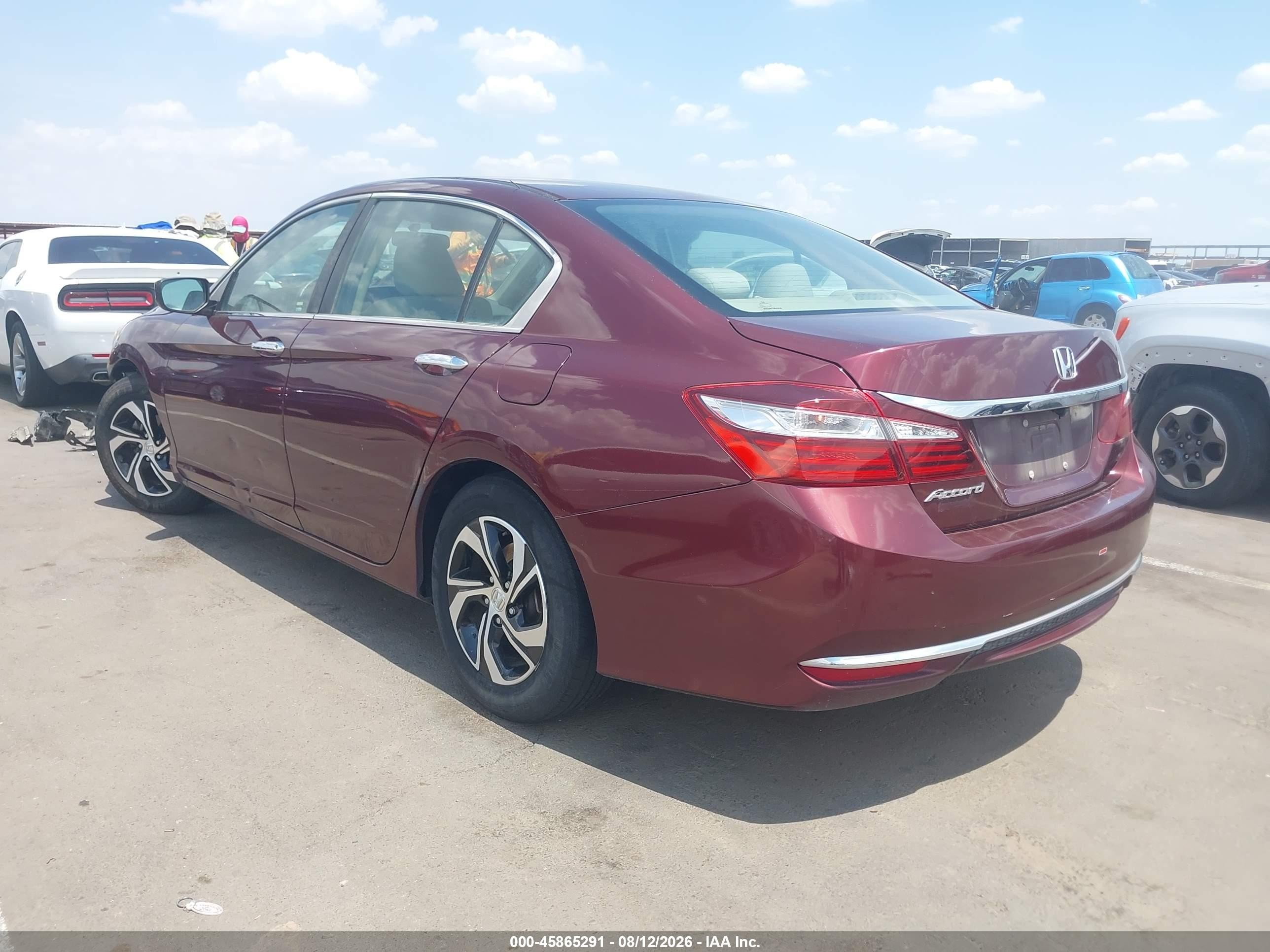 2016 Honda Accord Lx Maroon vin: 1HGCR2F33GA238964