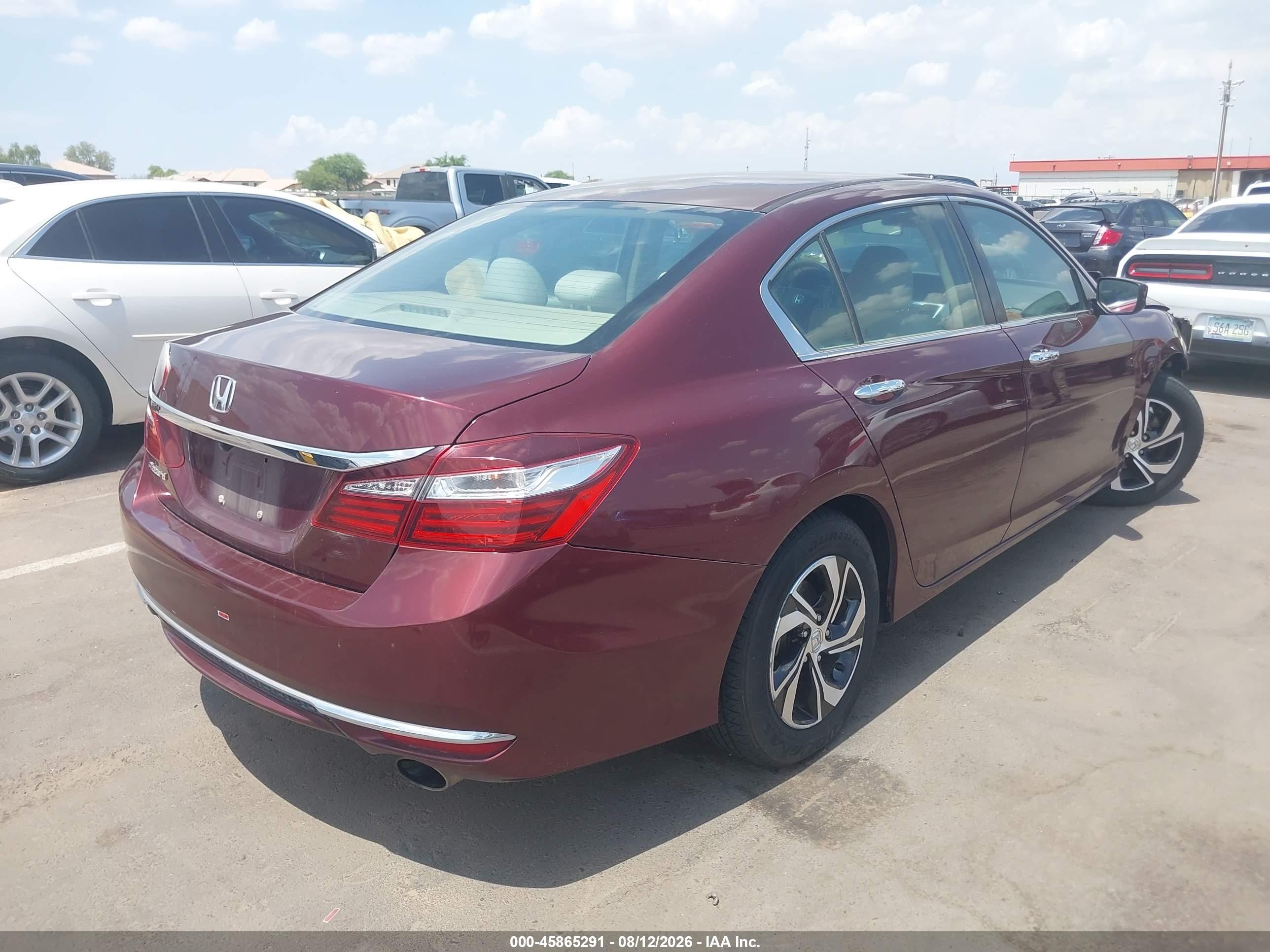 2016 Honda Accord Lx Maroon vin: 1HGCR2F33GA238964