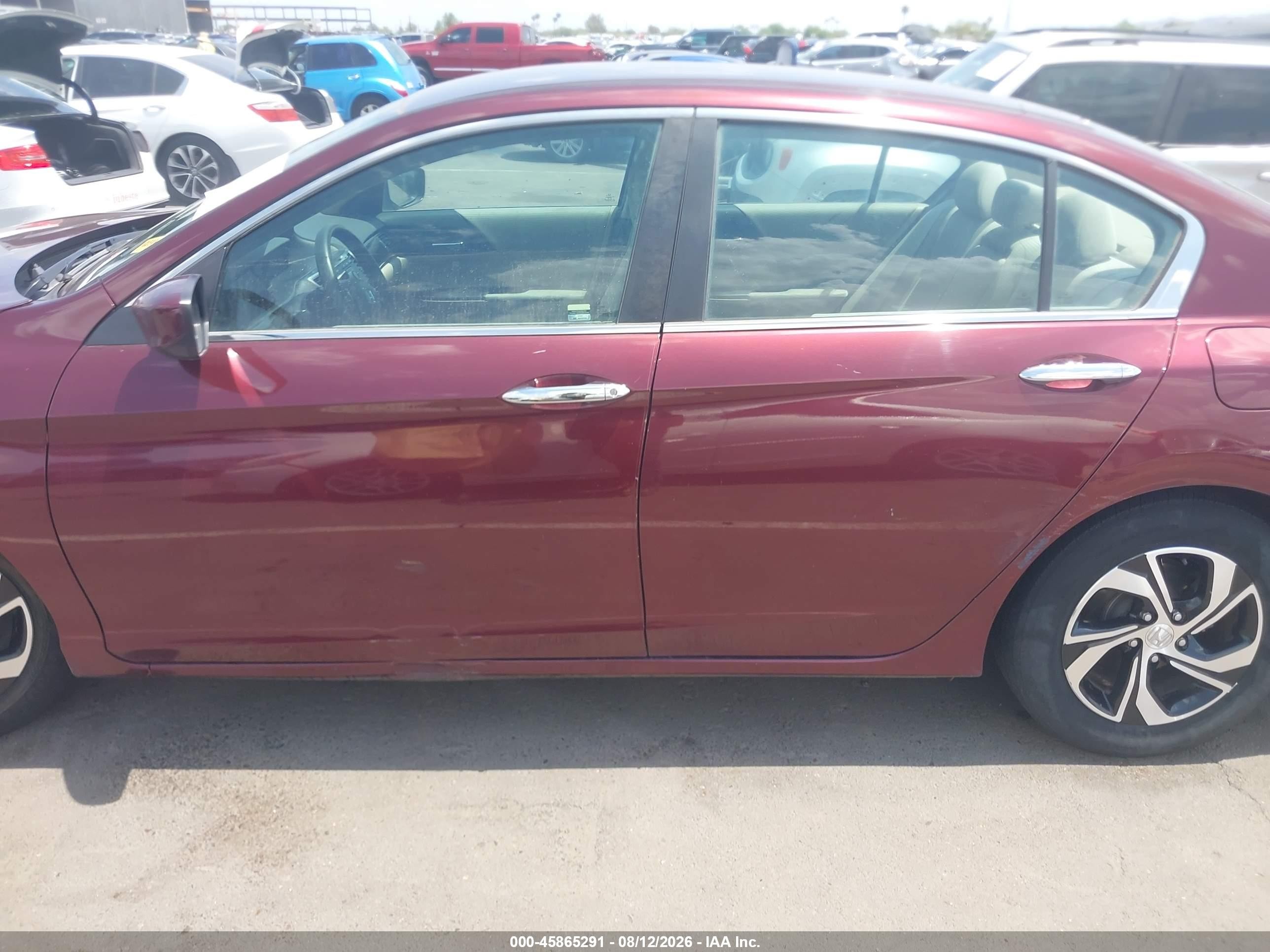 2016 Honda Accord Lx Maroon vin: 1HGCR2F33GA238964