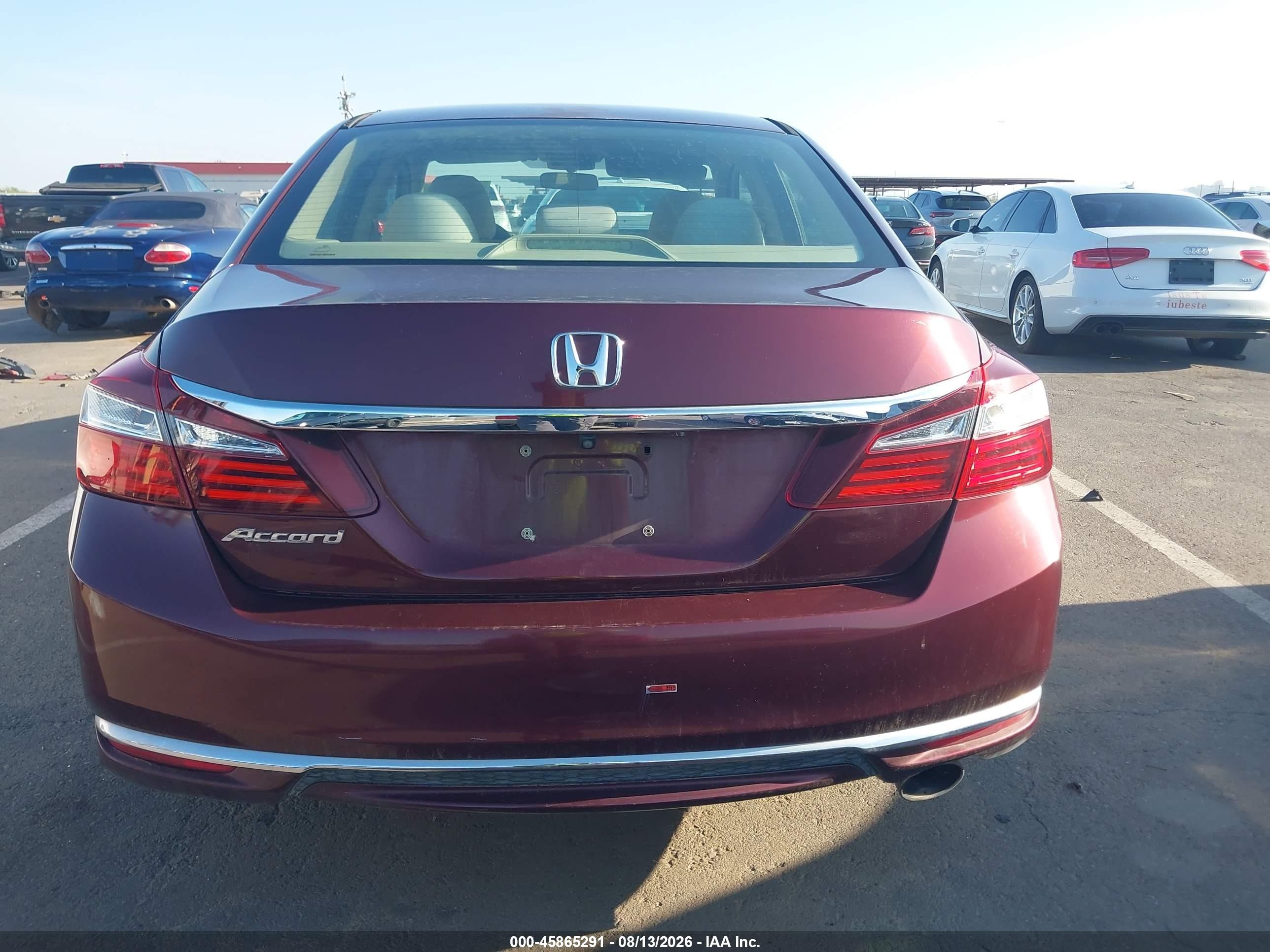 2016 Honda Accord Lx Maroon vin: 1HGCR2F33GA238964