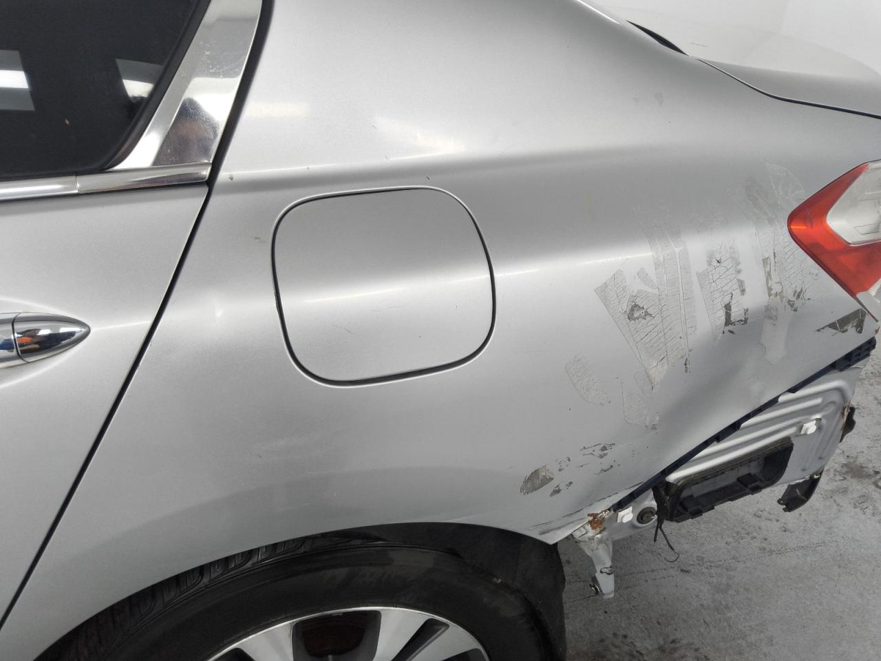 2013 Honda Accord Lx Silver vin: 1HGCR2F34DA129070 Damage: Left Qtr Panel, Dent(S) W/ Paint Dmg, > 12 Inches