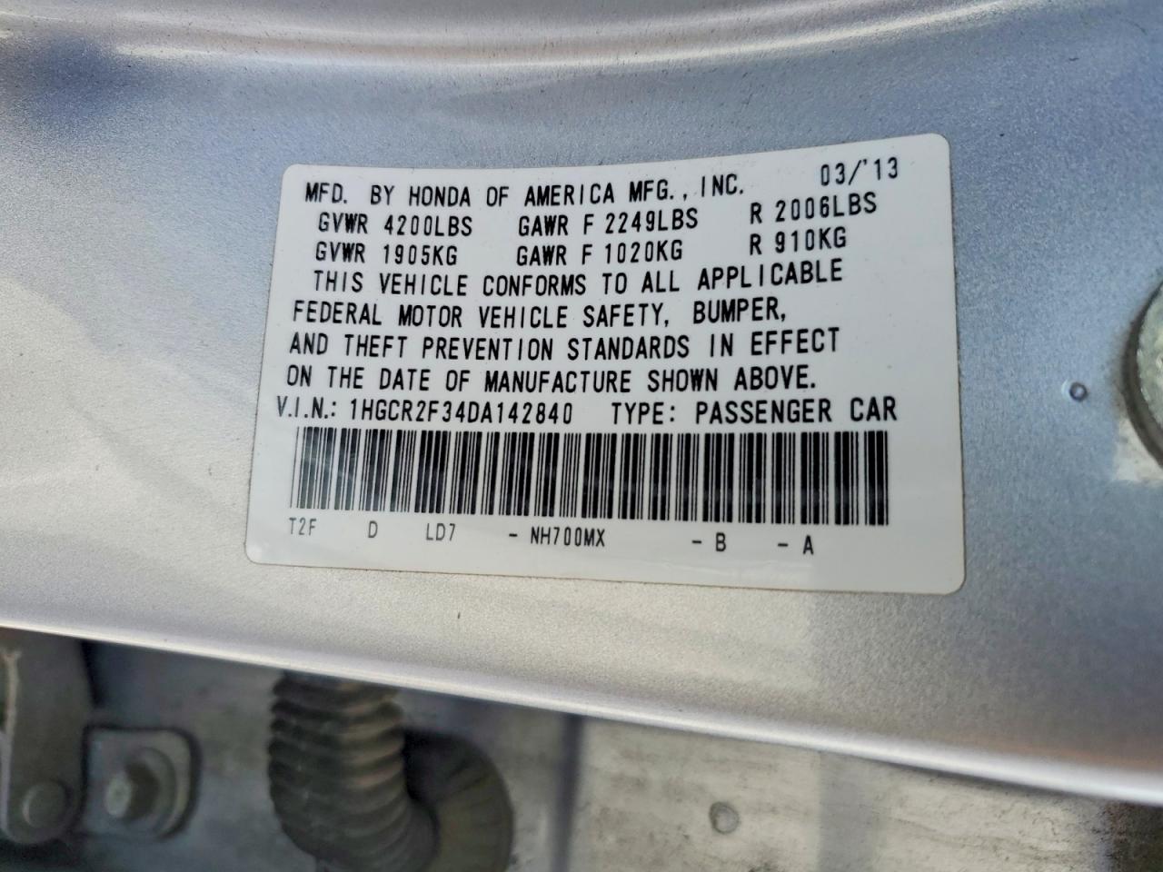 2013 Honda Accord Lx Silver vin: 1HGCR2F34DA142840