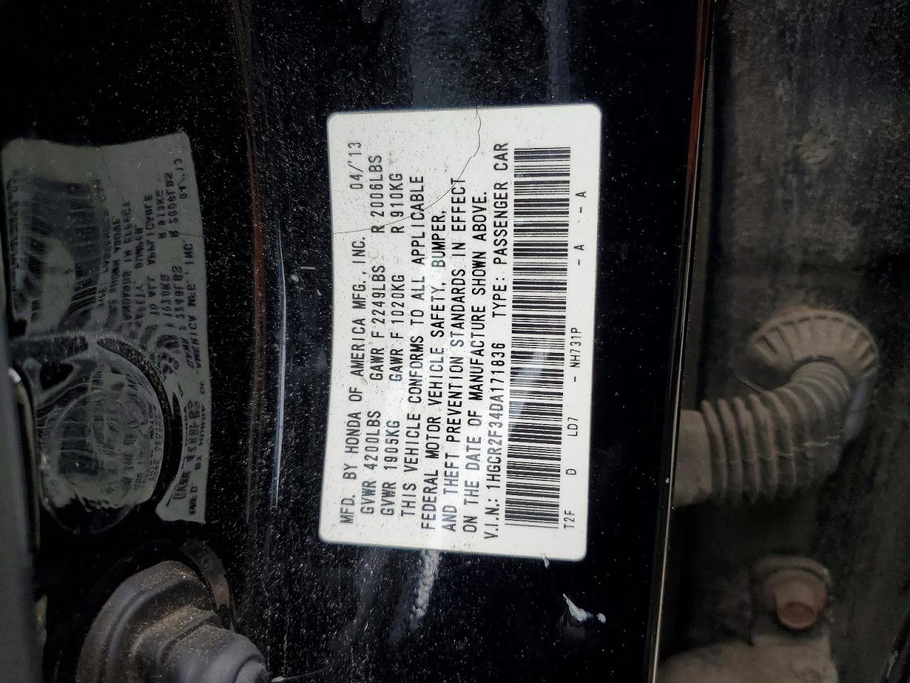 2013 Honda Accord Lx Black vin: 1HGCR2F34DA171836