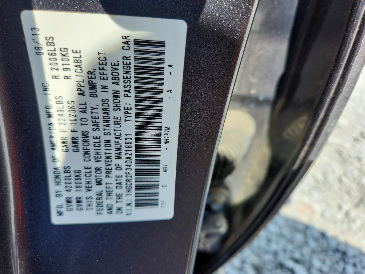 2013 Honda Accord Lx Charcoal vin: 1HGCR2F34DA218931