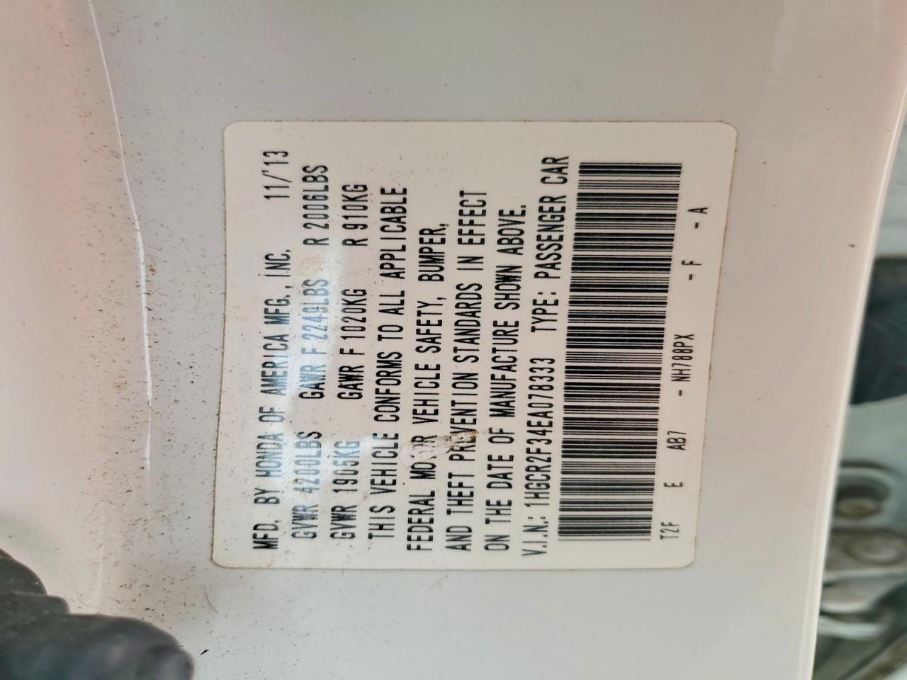 2014 Honda Accord Lx White vin: 1HGCR2F34EA078333