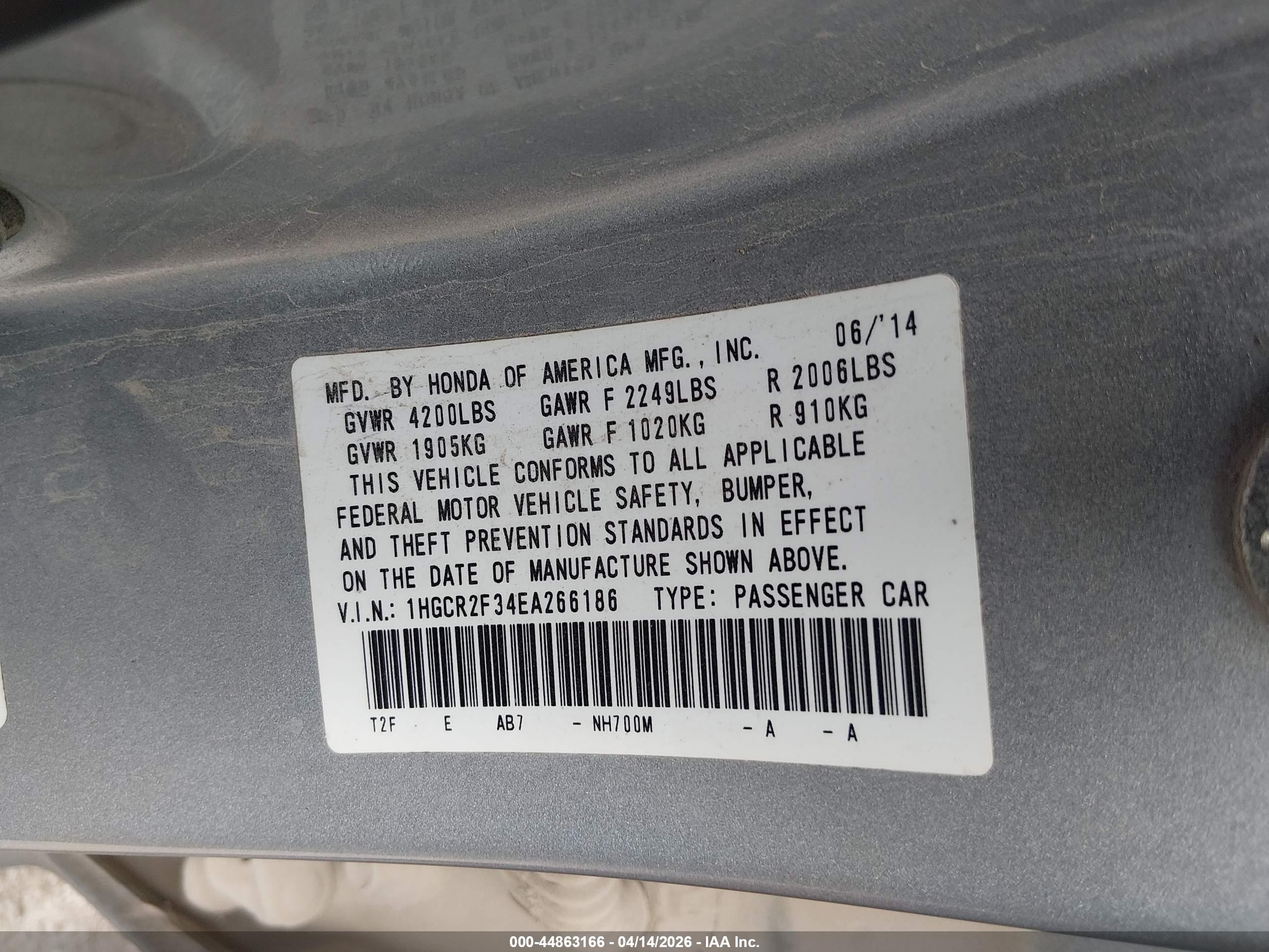 2014 Honda Accord Lx Silver vin: 1HGCR2F34EA266186