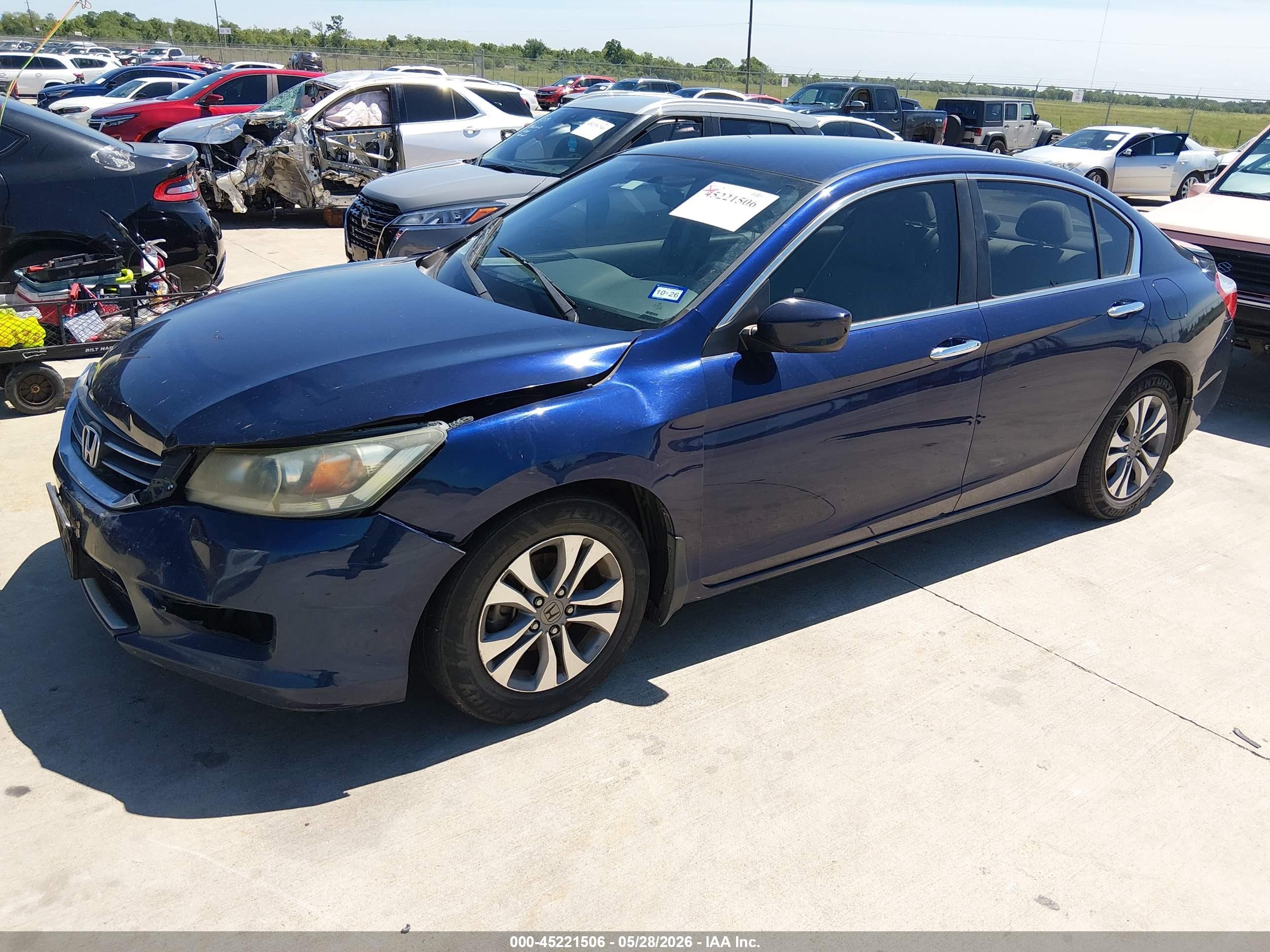 2014 Honda Accord Lx Blue vin: 1HGCR2F34EA283456