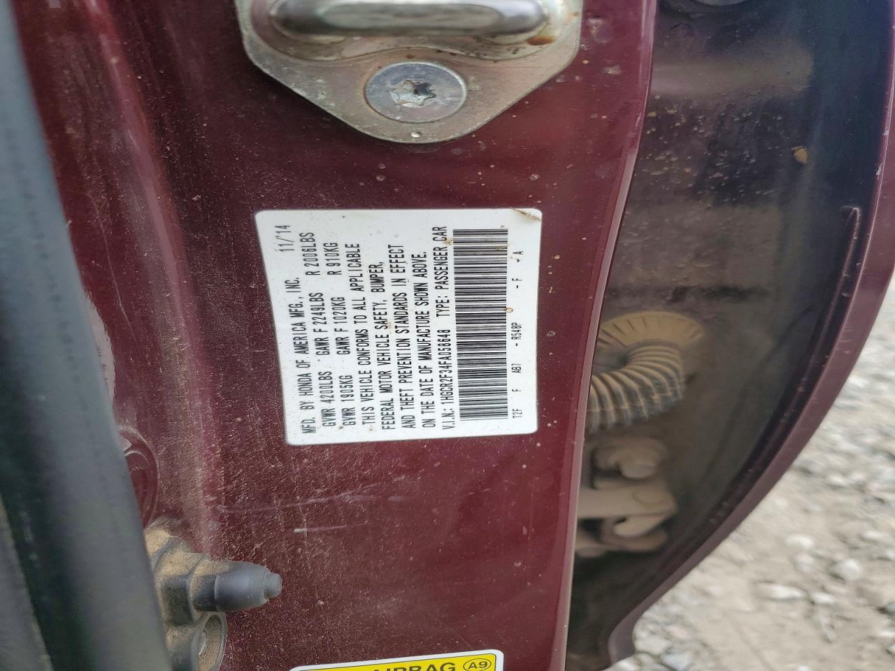2015 Honda Accord Lx Burgundy vin: 1HGCR2F34FA058648