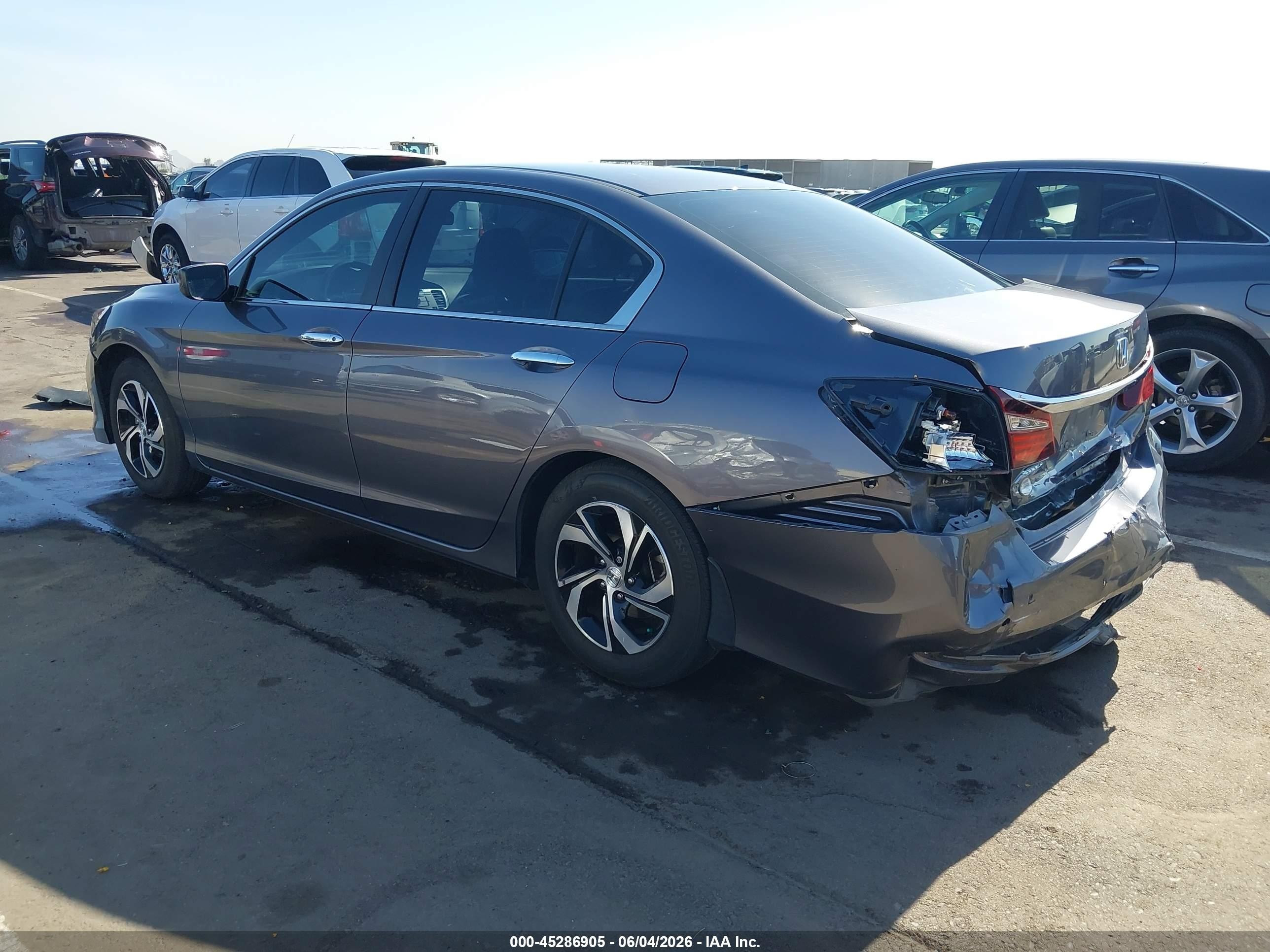 2016 Honda Accord Lx Gray vin: 1HGCR2F34GA017437