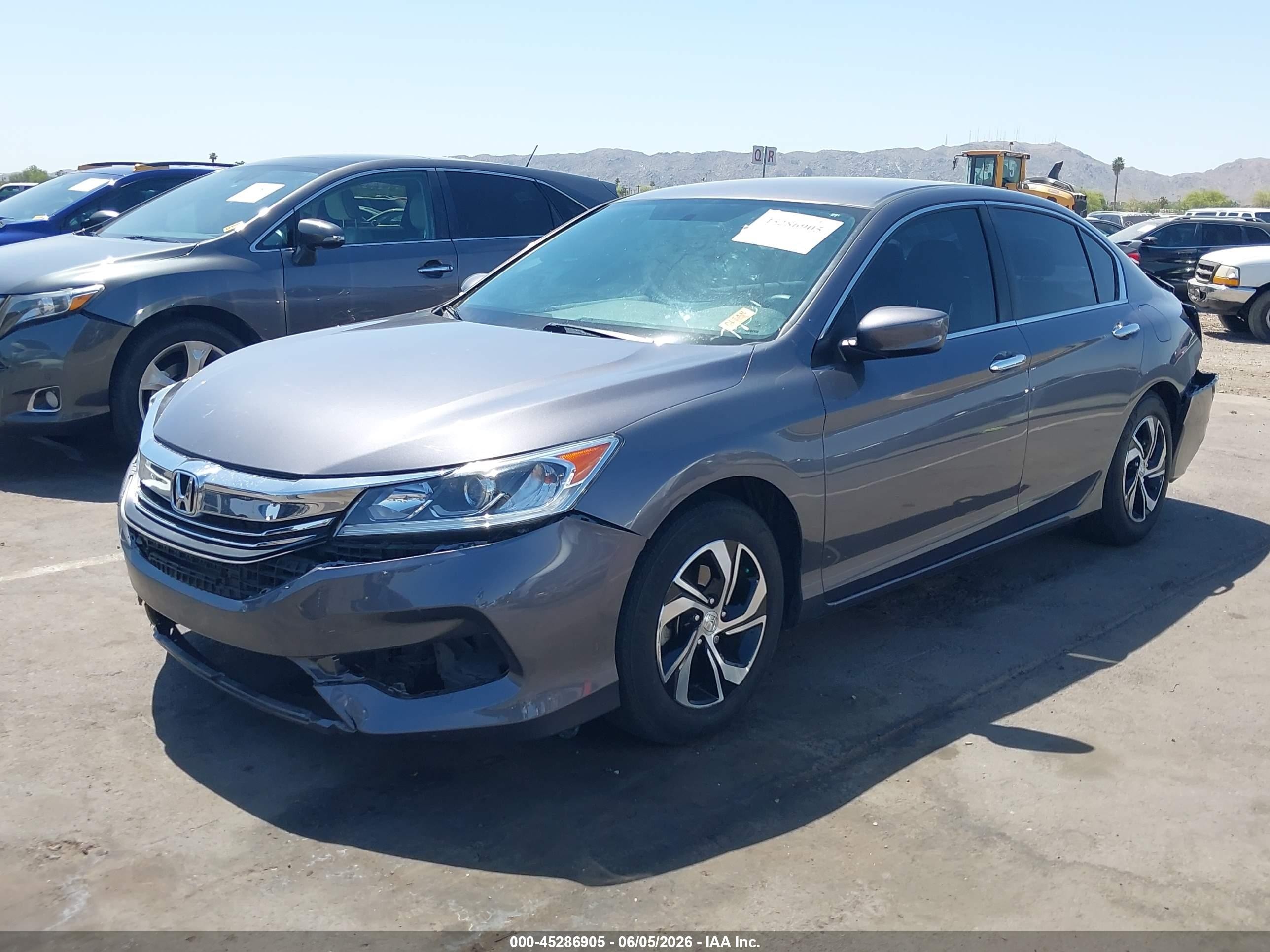 2016 Honda Accord Lx Gray vin: 1HGCR2F34GA017437