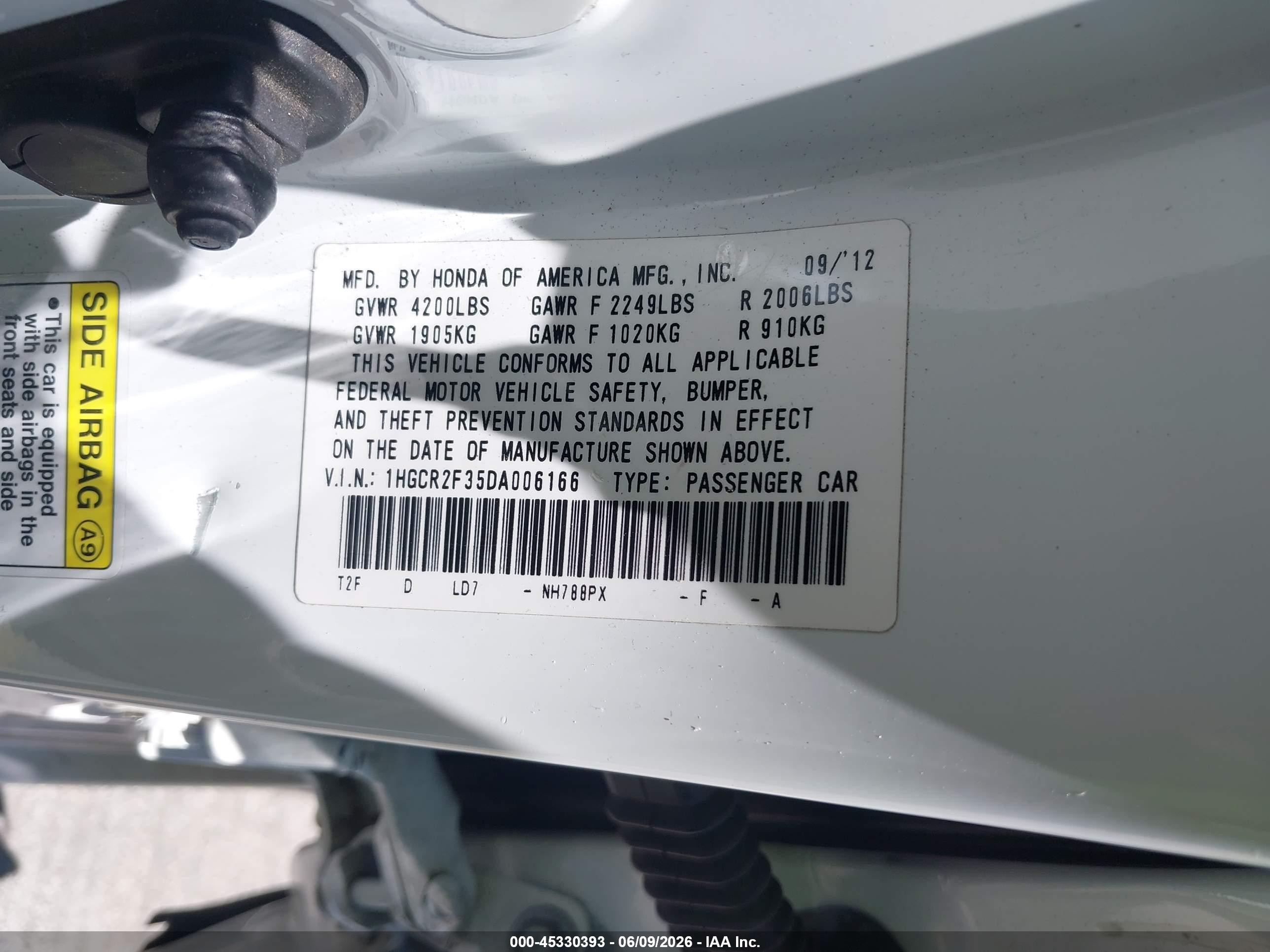 2013 Honda Accord Lx Белый vin: 1HGCR2F35DA006166