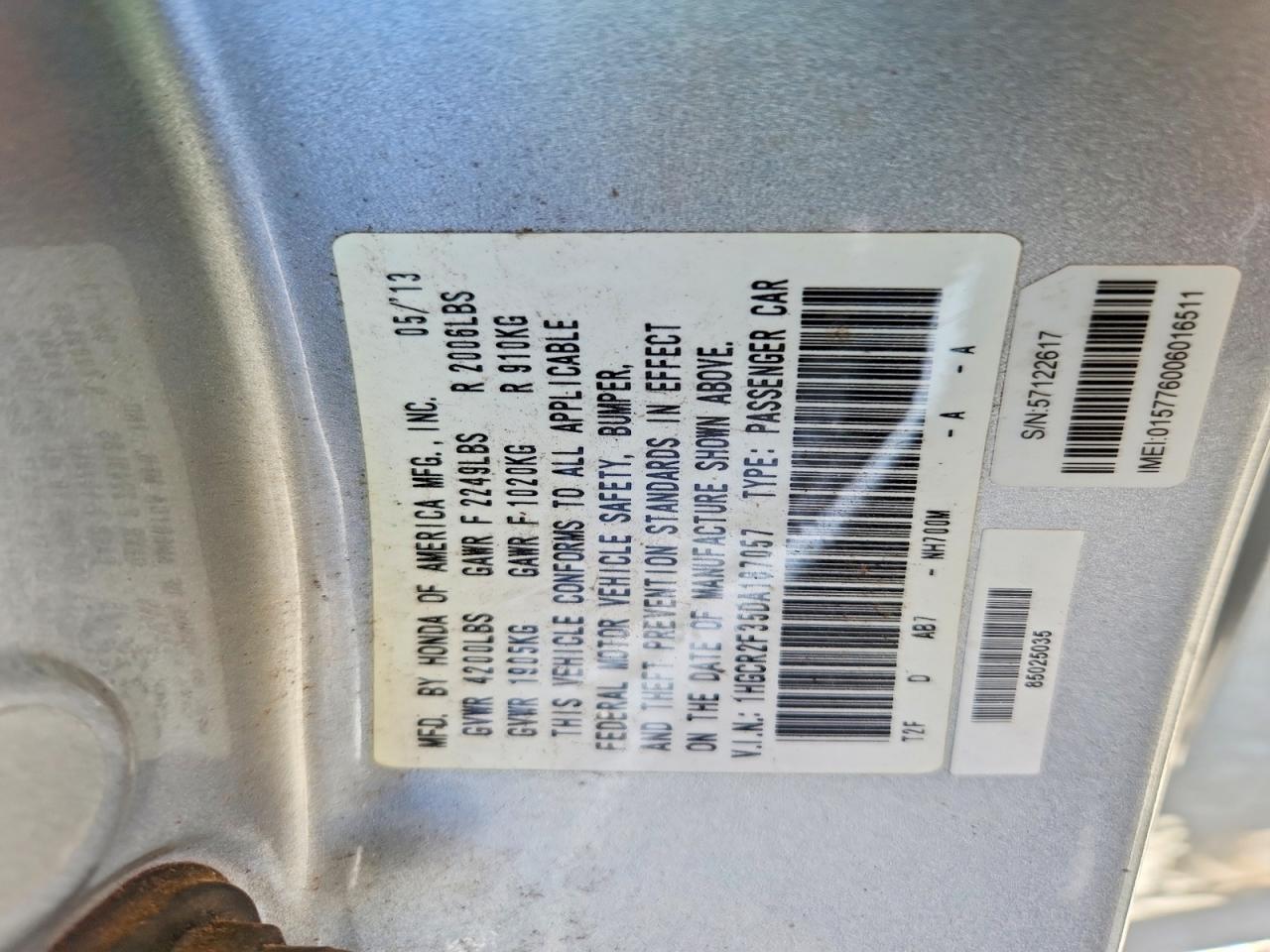 2013 Honda Accord Lx Silver vin: 1HGCR2F35DA187057