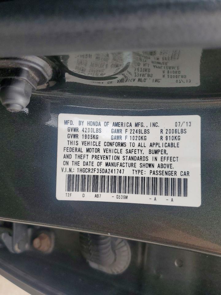 2013 Honda Accord Lx Gray vin: 1HGCR2F35DA241747