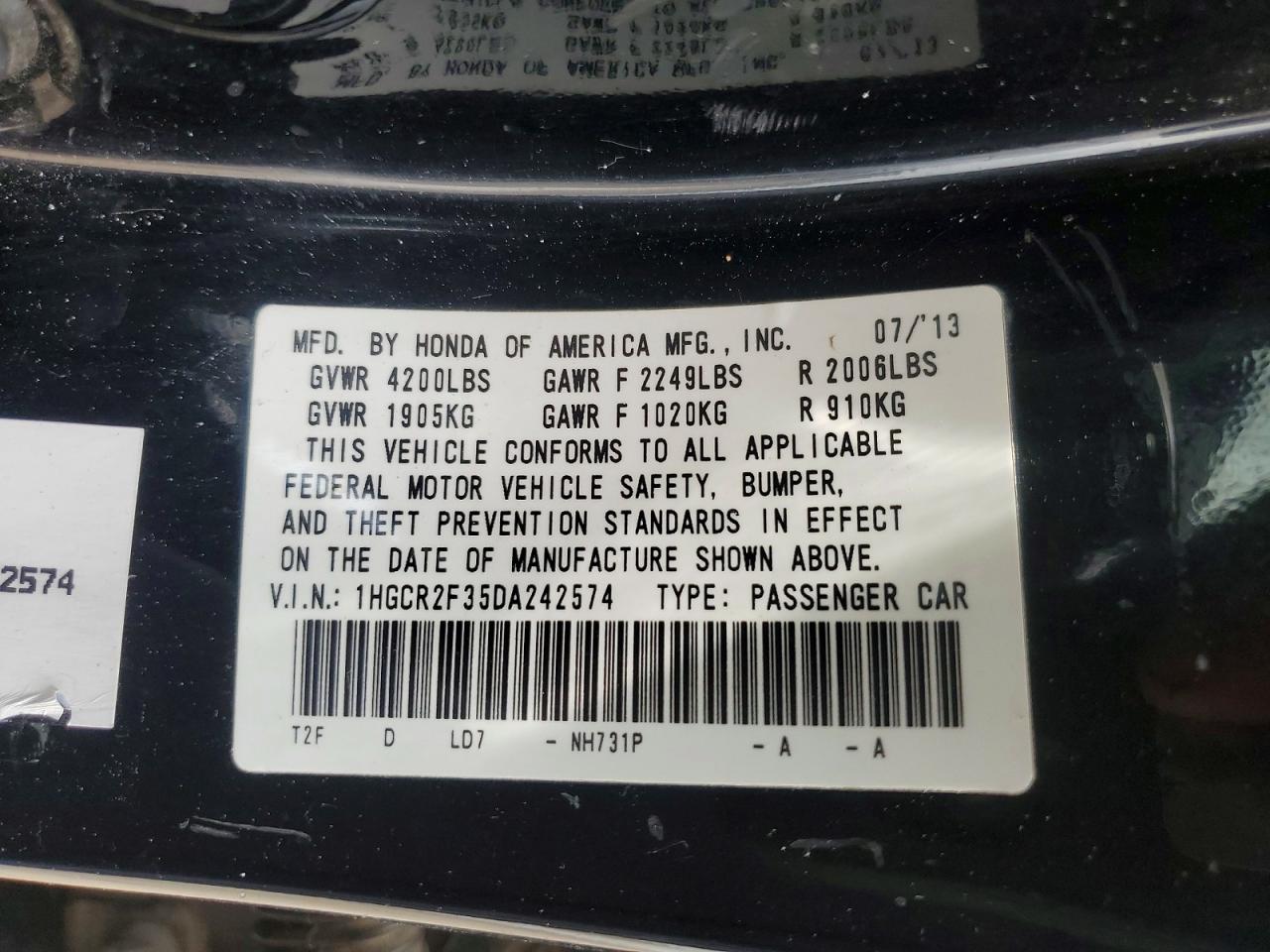 2013 Honda Accord Lx Black vin: 1HGCR2F35DA242574