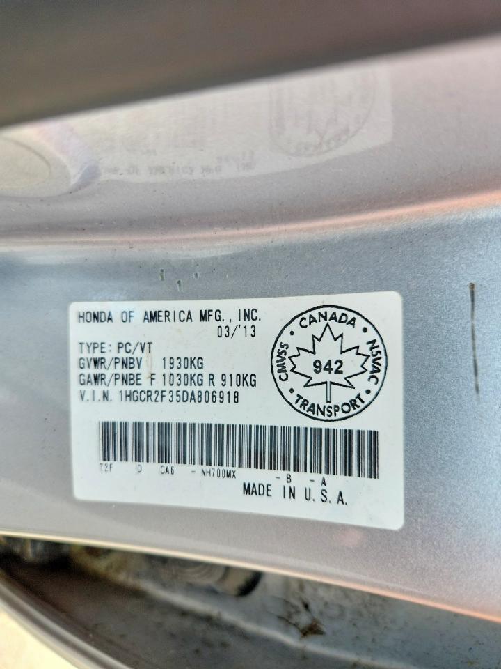 2013 Honda Accord Lx Silver vin: 1HGCR2F35DA806918