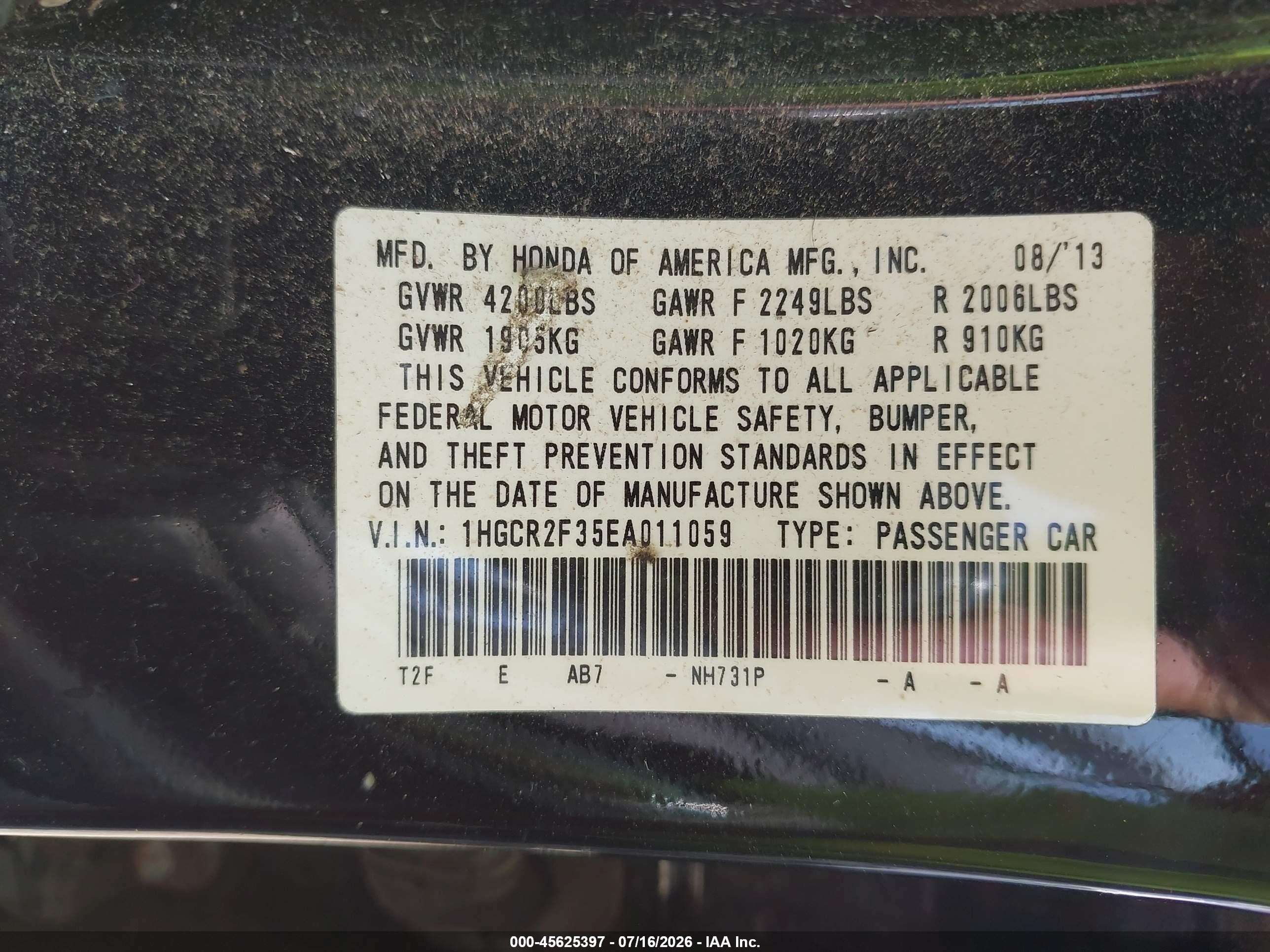 2014 Honda Accord Lx Black vin: 1HGCR2F35EA011059