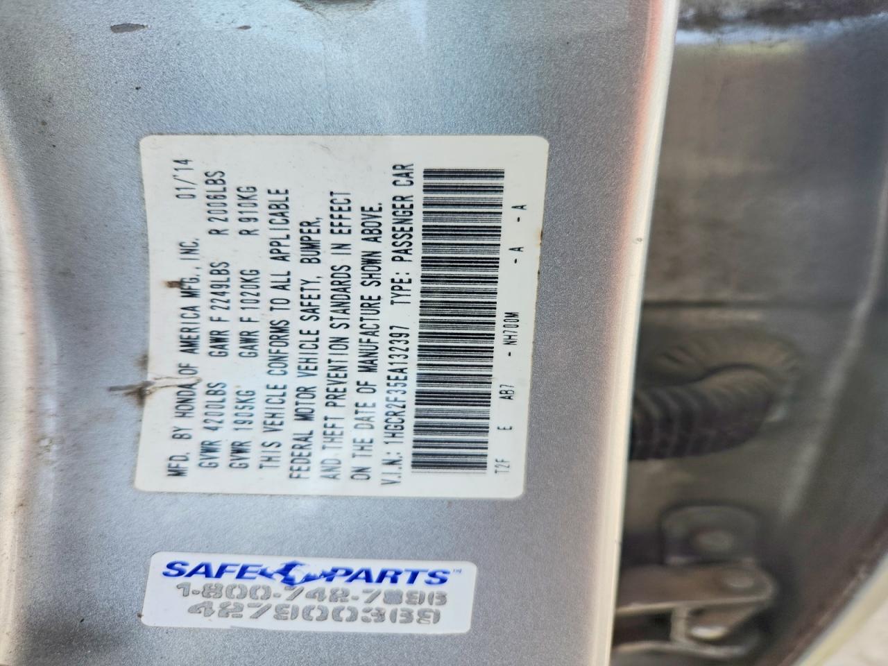 2014 Honda Accord Lx Серебряный vin: 1HGCR2F35EA132397