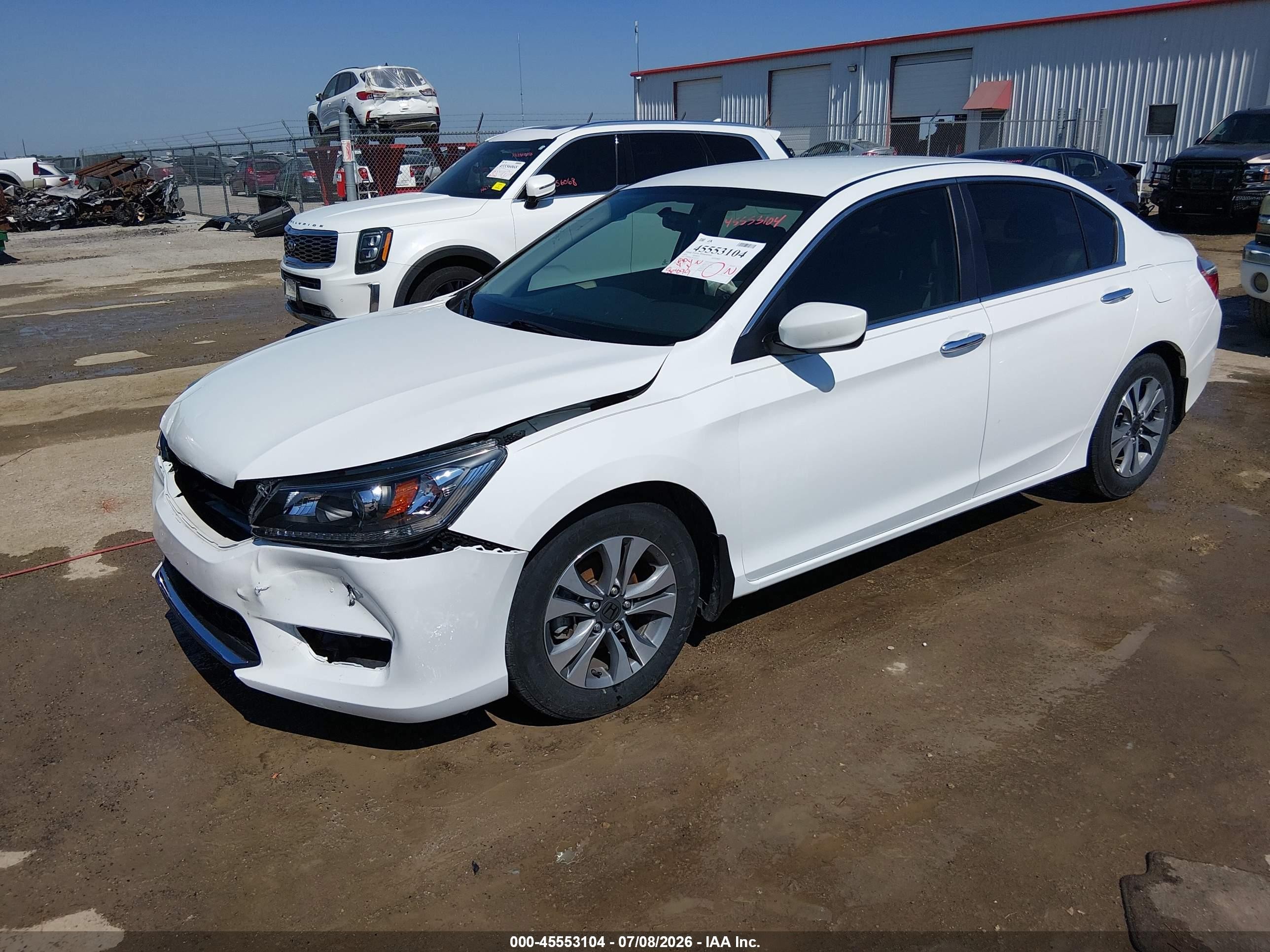 2014 Honda Accord Lx White vin: 1HGCR2F35EA203176