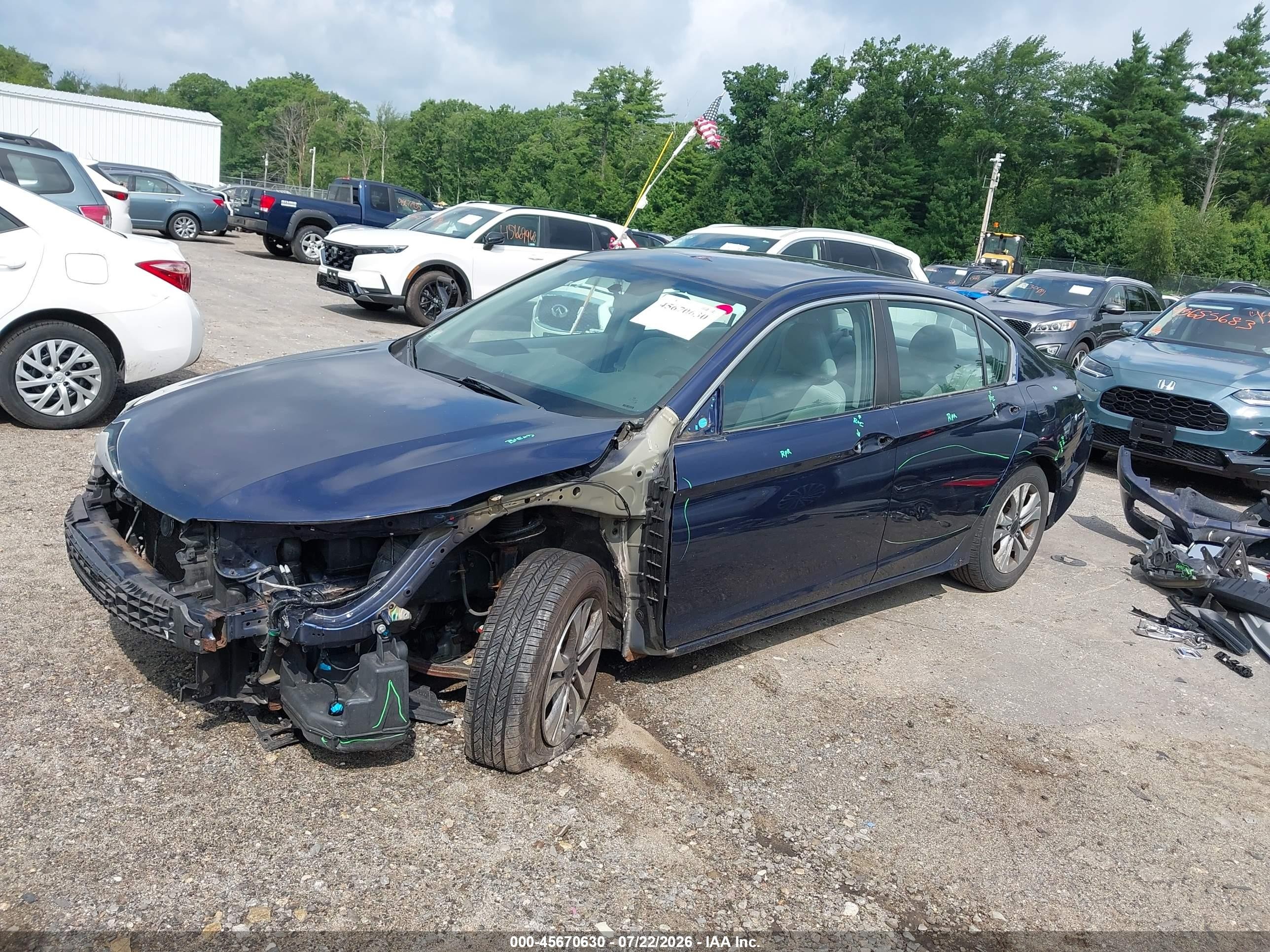 2014 Honda Accord Lx Blue vin: 1HGCR2F35EA273227