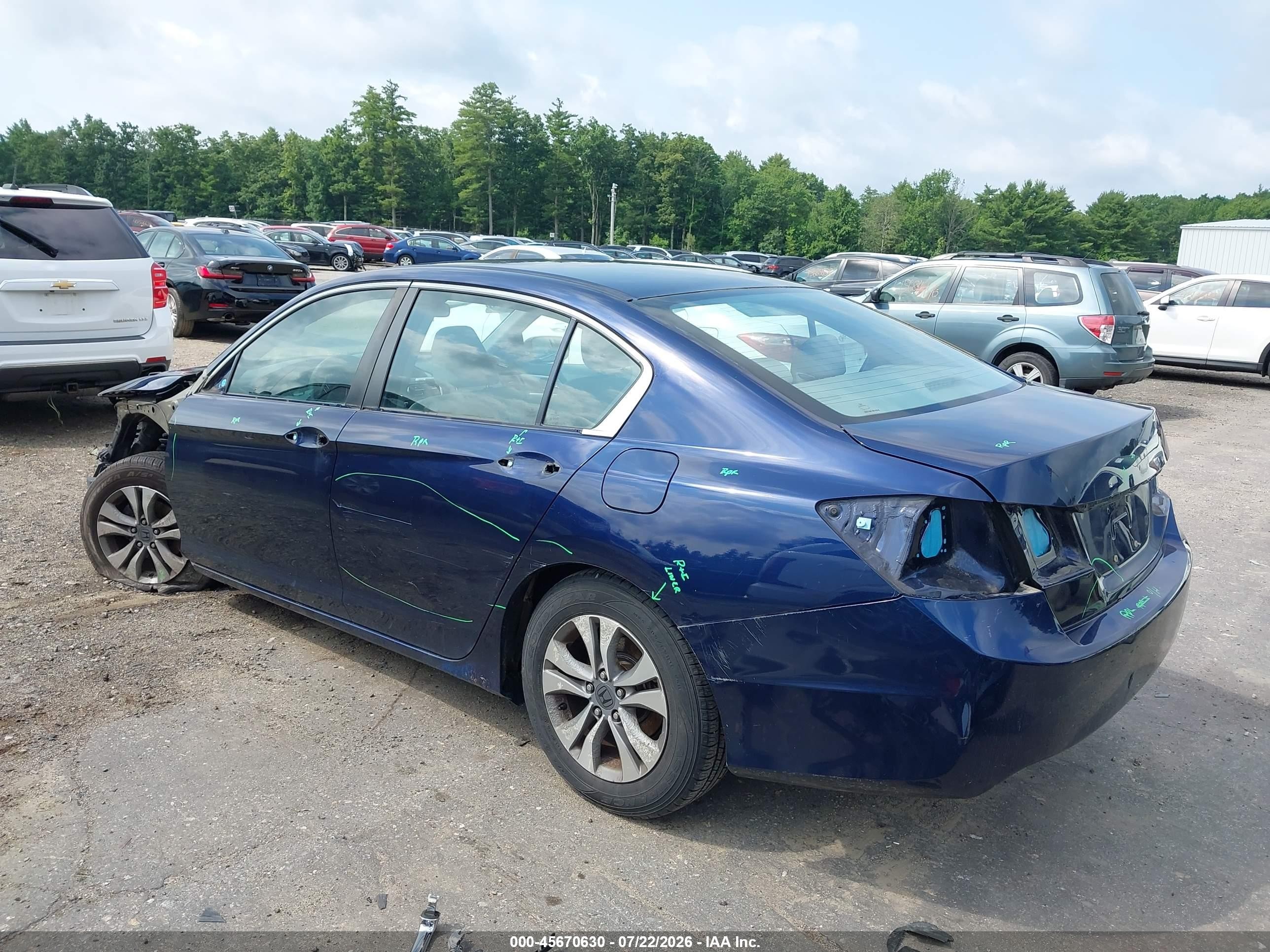 2014 Honda Accord Lx Blue vin: 1HGCR2F35EA273227