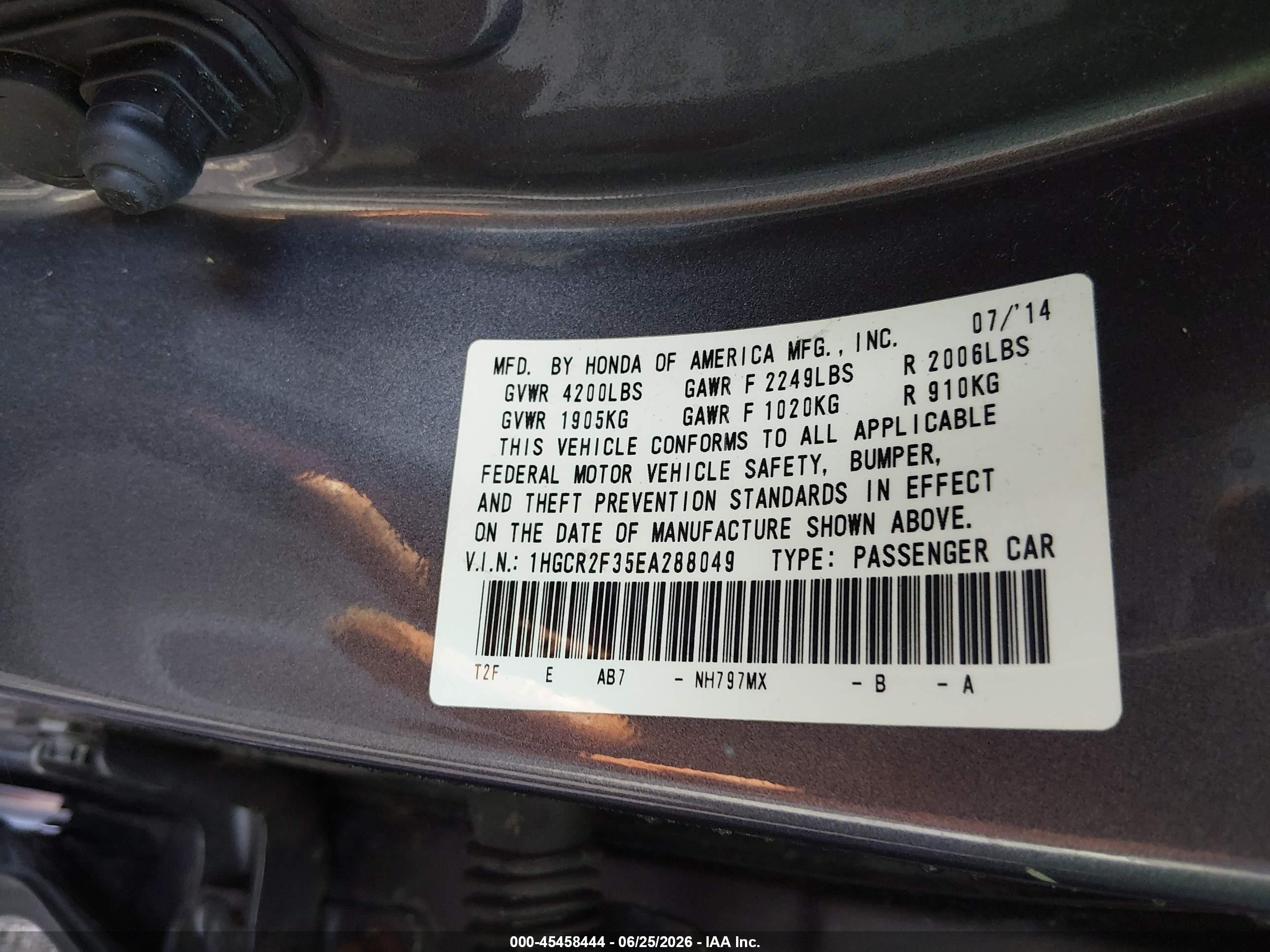 2014 Honda Accord Lx Gray vin: 1HGCR2F35EA288049