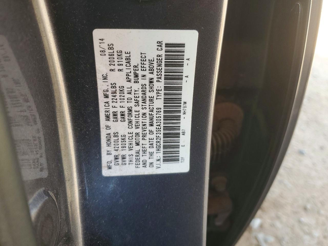 2014 Honda Accord Lx Серый vin: 1HGCR2F35EA305769