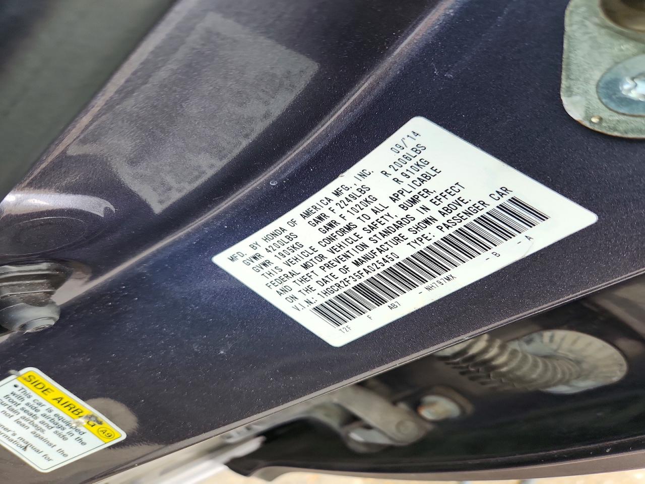 2015 Honda Accord Lx Gray vin: 1HGCR2F35FA025450