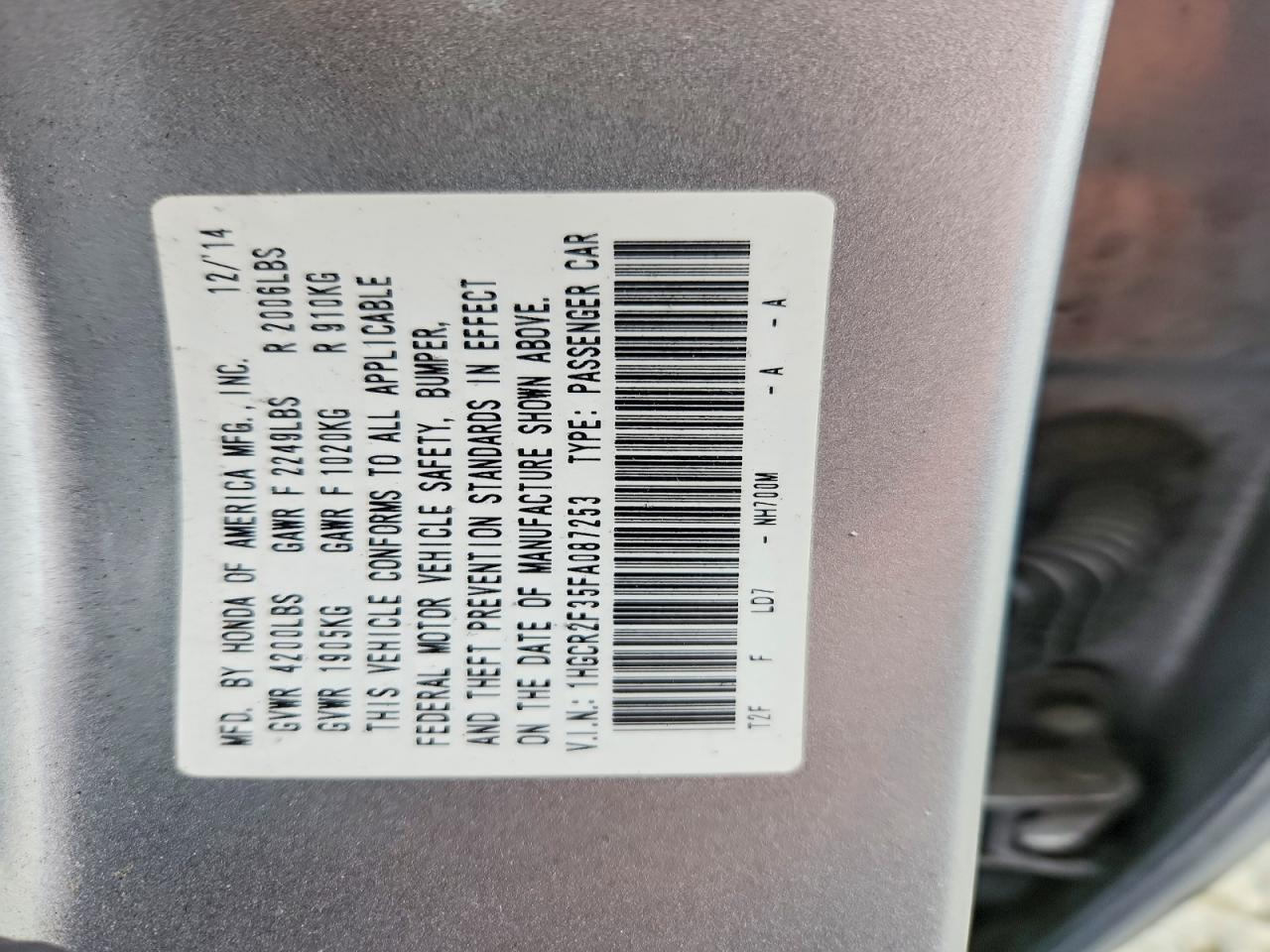2015 Honda Accord Lx Silver vin: 1HGCR2F35FA087253
