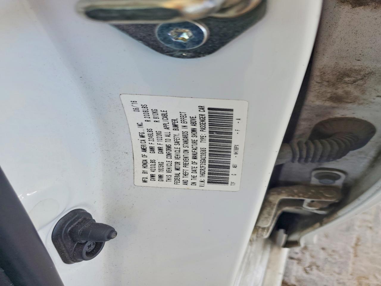 2016 Honda Accord Lx White vin: 1HGCR2F35GA239565