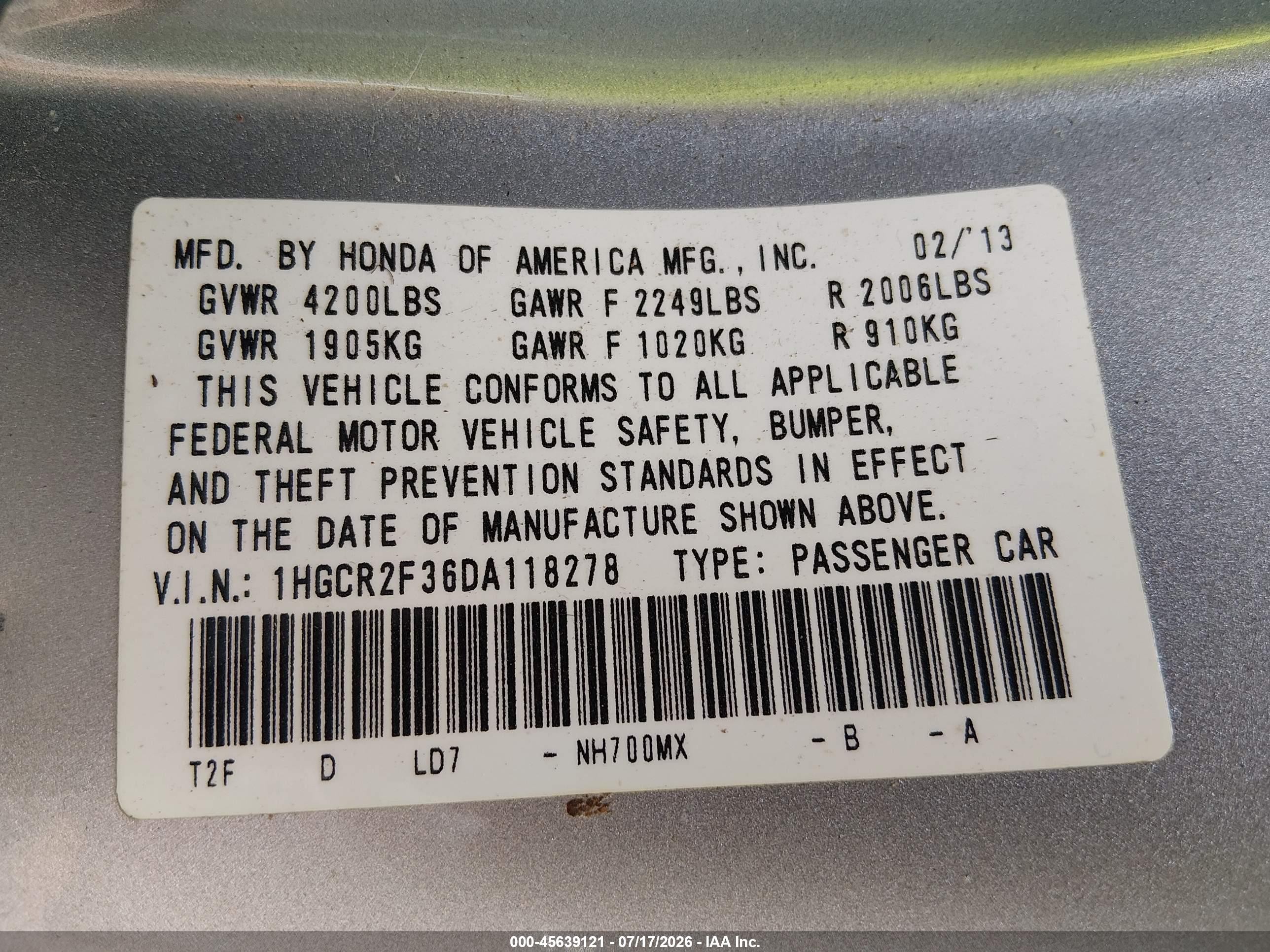 2013 Honda Accord Lx Silver vin: 1HGCR2F36DA118278