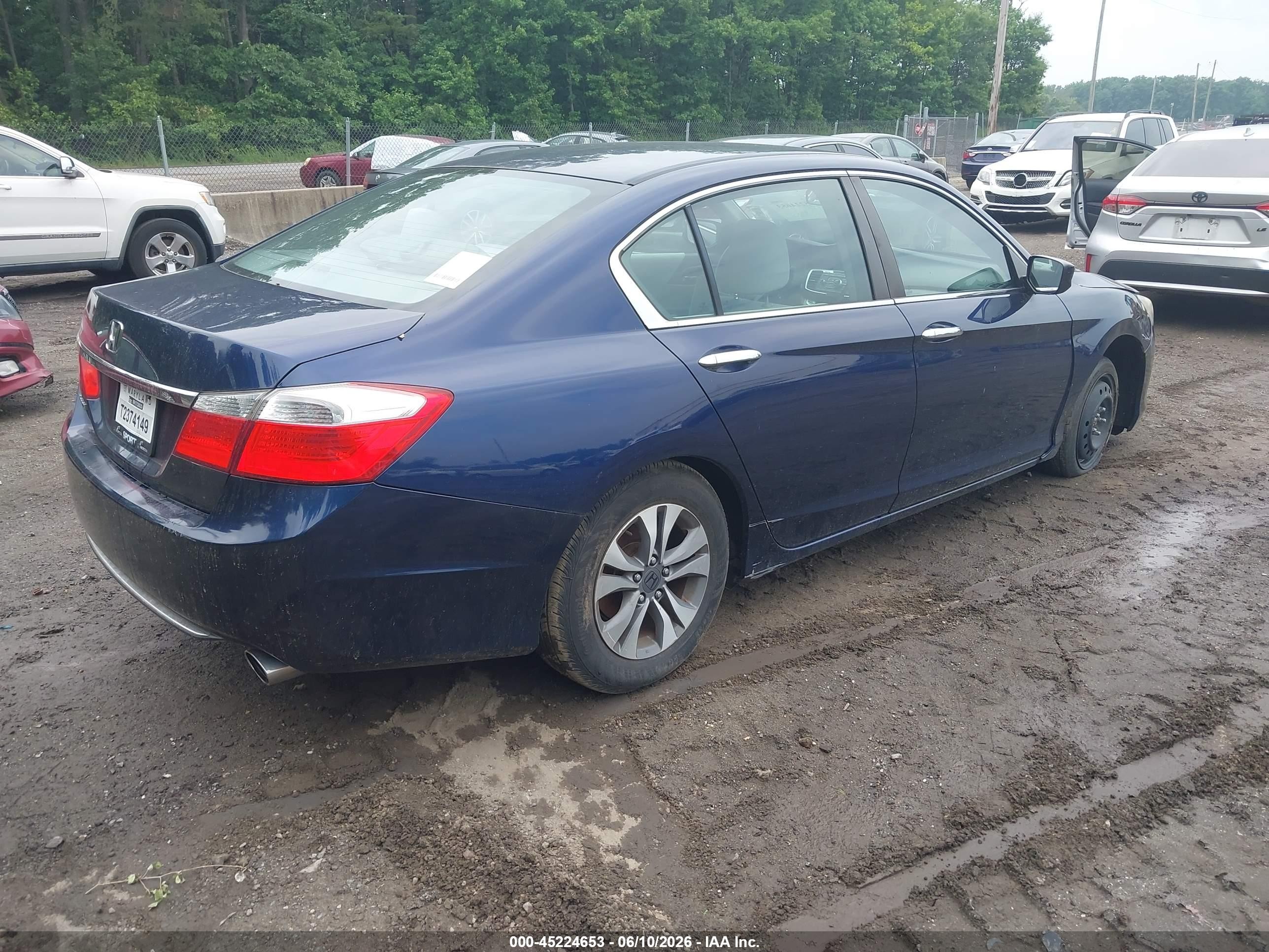 2013 Honda Accord Lx Blue vin: 1HGCR2F36DA118832