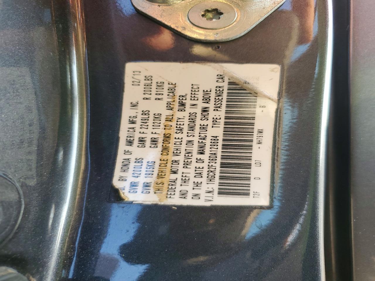 2013 Honda Accord Lx Gray vin: 1HGCR2F36DA129684