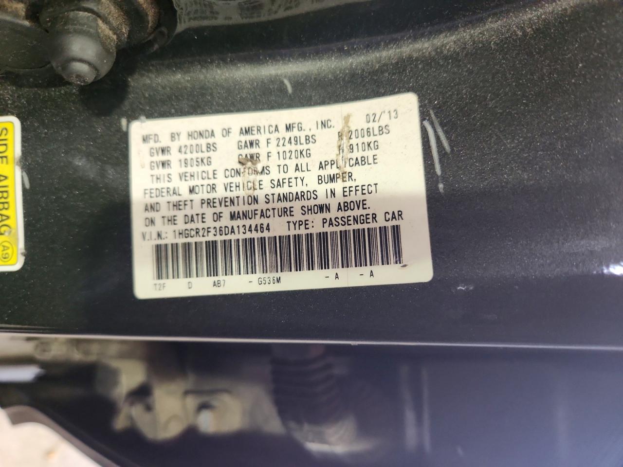 2013 Honda Accord Lx Gray vin: 1HGCR2F36DA134464
