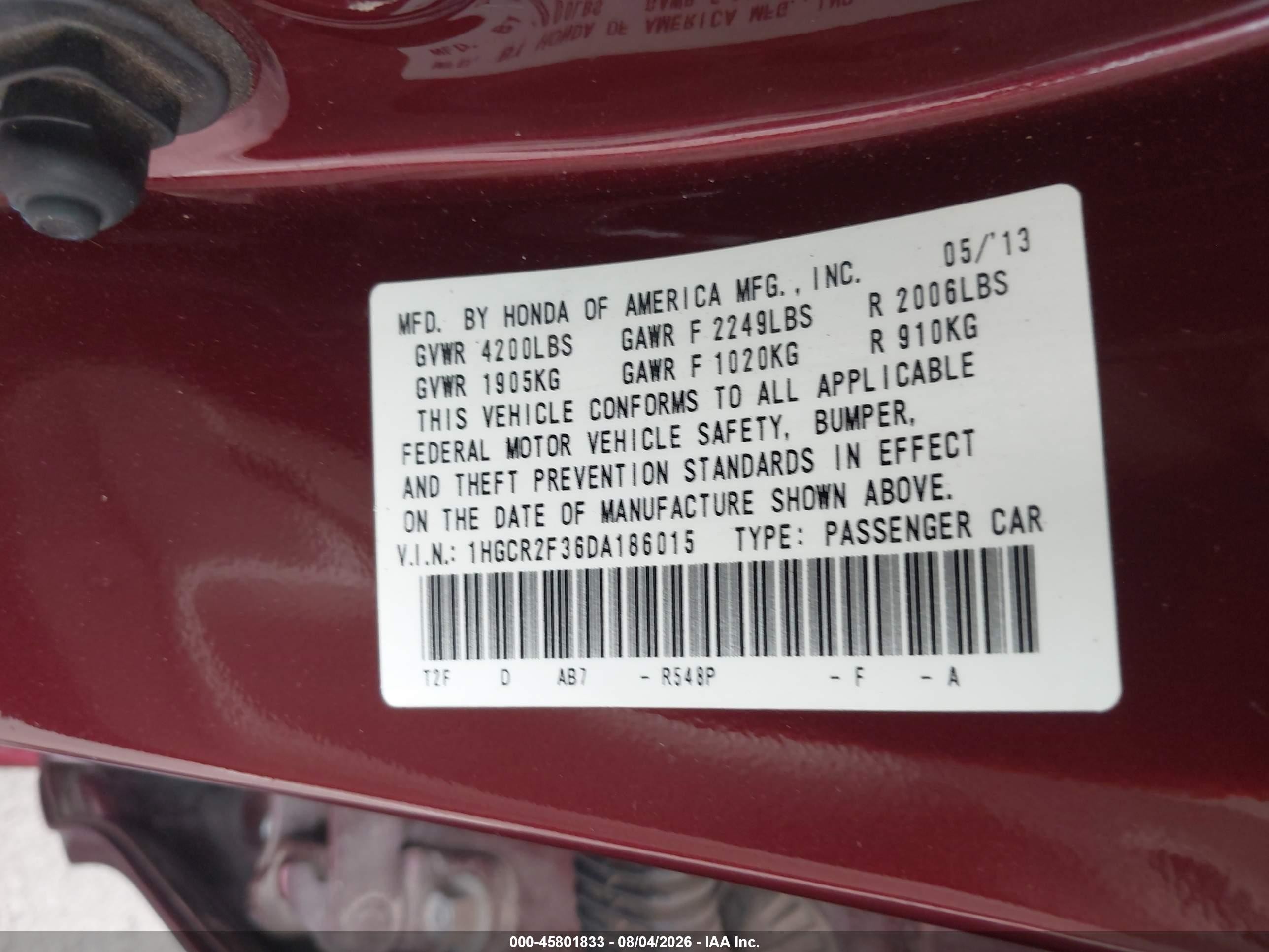 2013 Honda Accord Lx Maroon vin: 1HGCR2F36DA186015