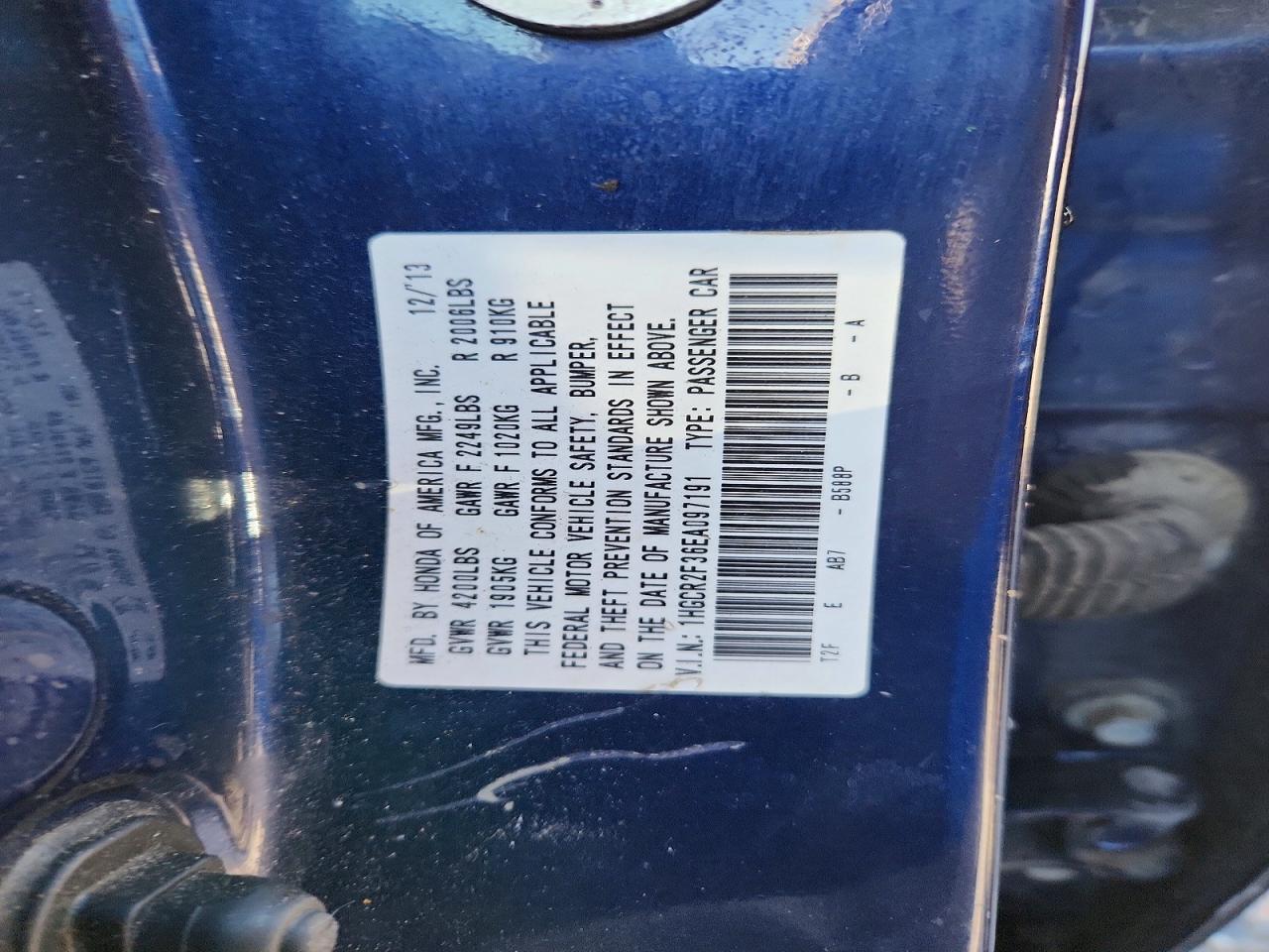 2014 Honda Accord Lx Blue vin: 1HGCR2F36EA097191