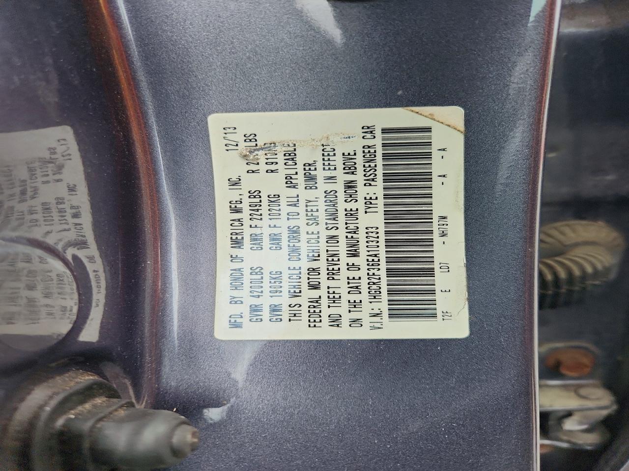 2014 Honda Accord Lx Gray vin: 1HGCR2F36EA103233