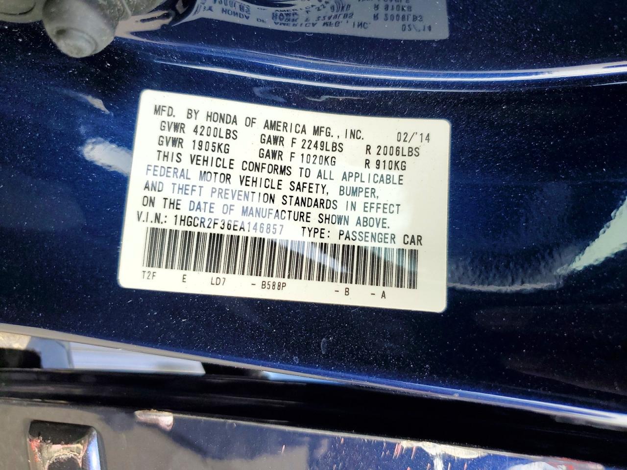 2014 Honda Accord Lx Blue vin: 1HGCR2F36EA146857