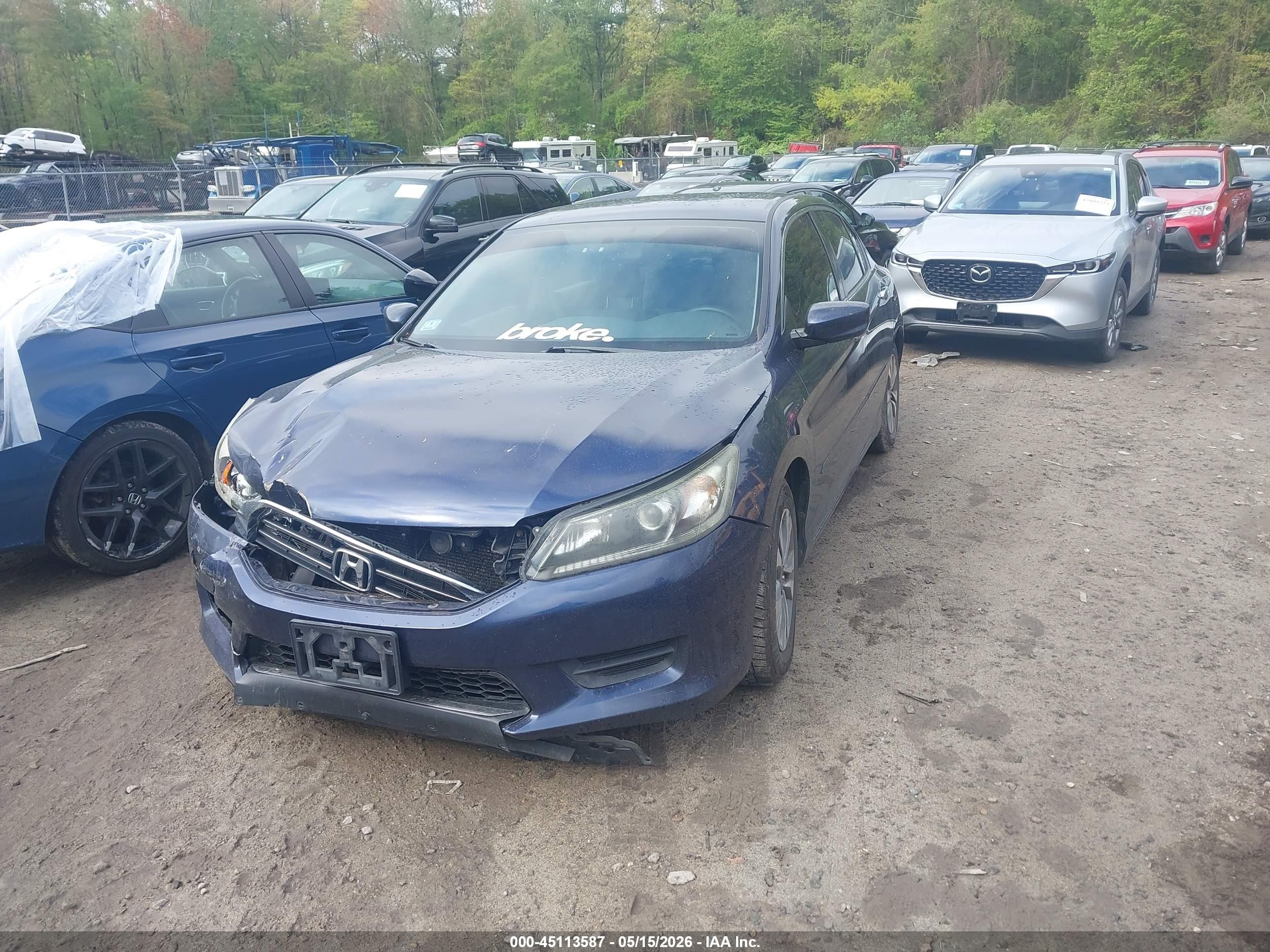 2014 Honda Accord Lx Blue vin: 1HGCR2F36EA307952
