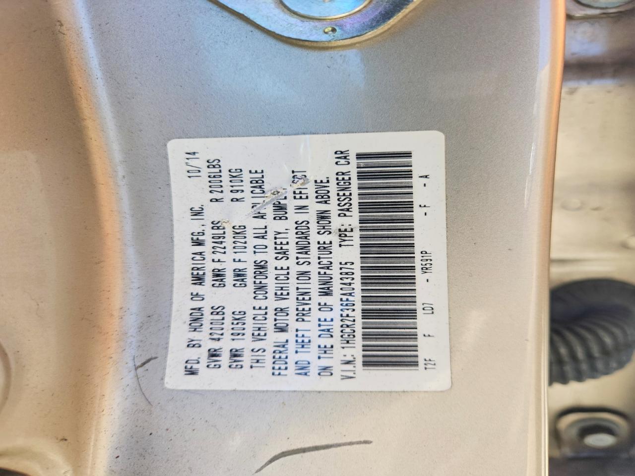2015 Honda Accord Lx Gold vin: 1HGCR2F36FA043875