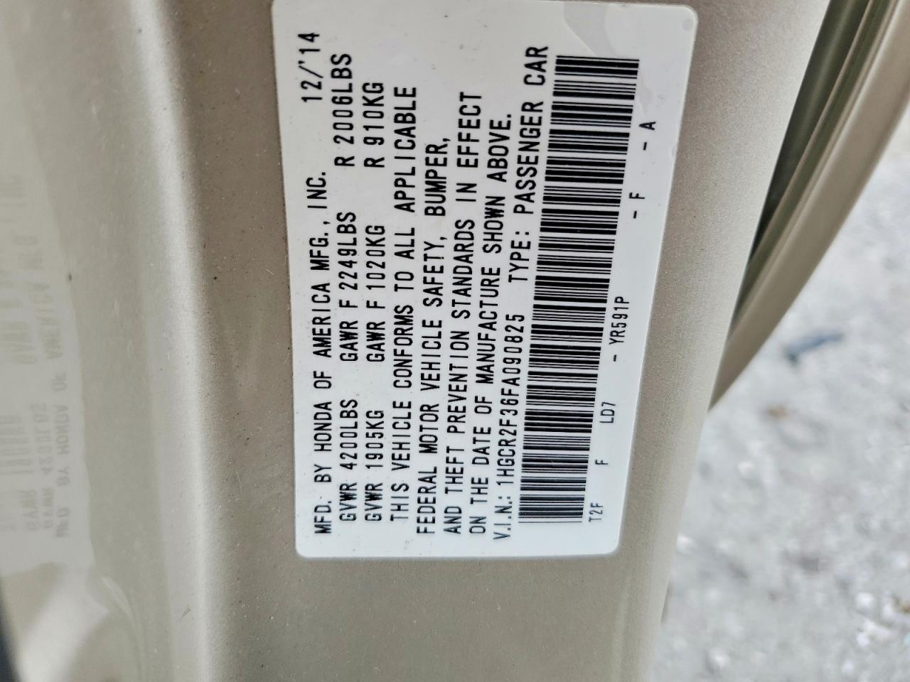 2015 Honda Accord Lx Silver vin: 1HGCR2F36FA090825