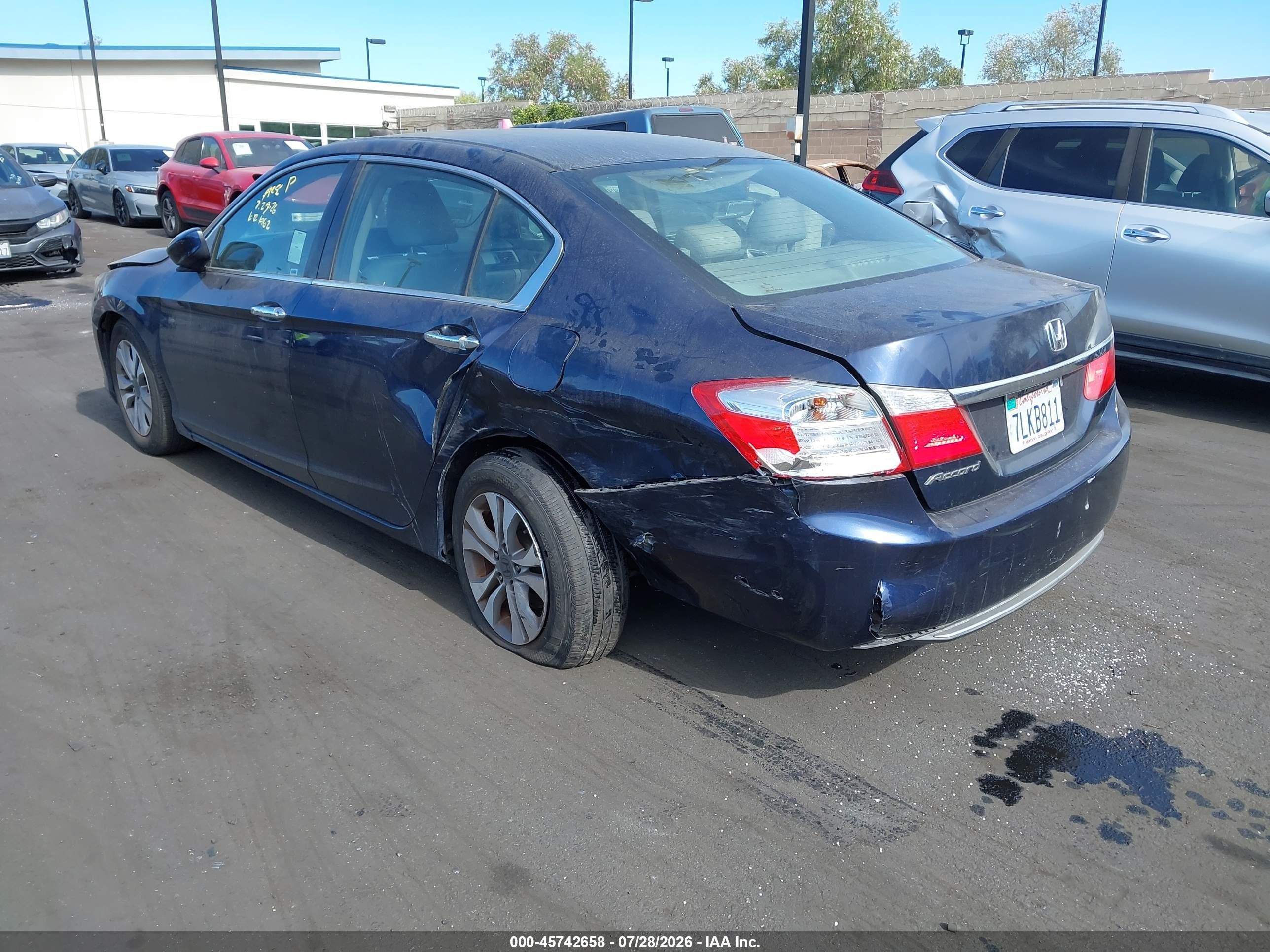 2015 Honda Accord Lx Blue vin: 1HGCR2F36FA154846