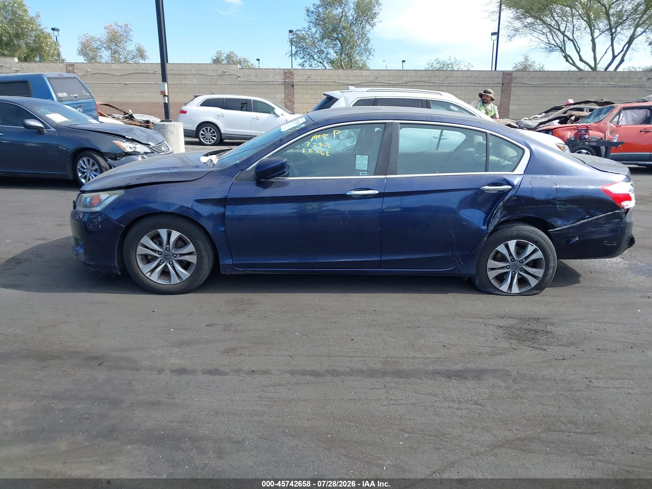 2015 Honda Accord Lx Blue vin: 1HGCR2F36FA154846