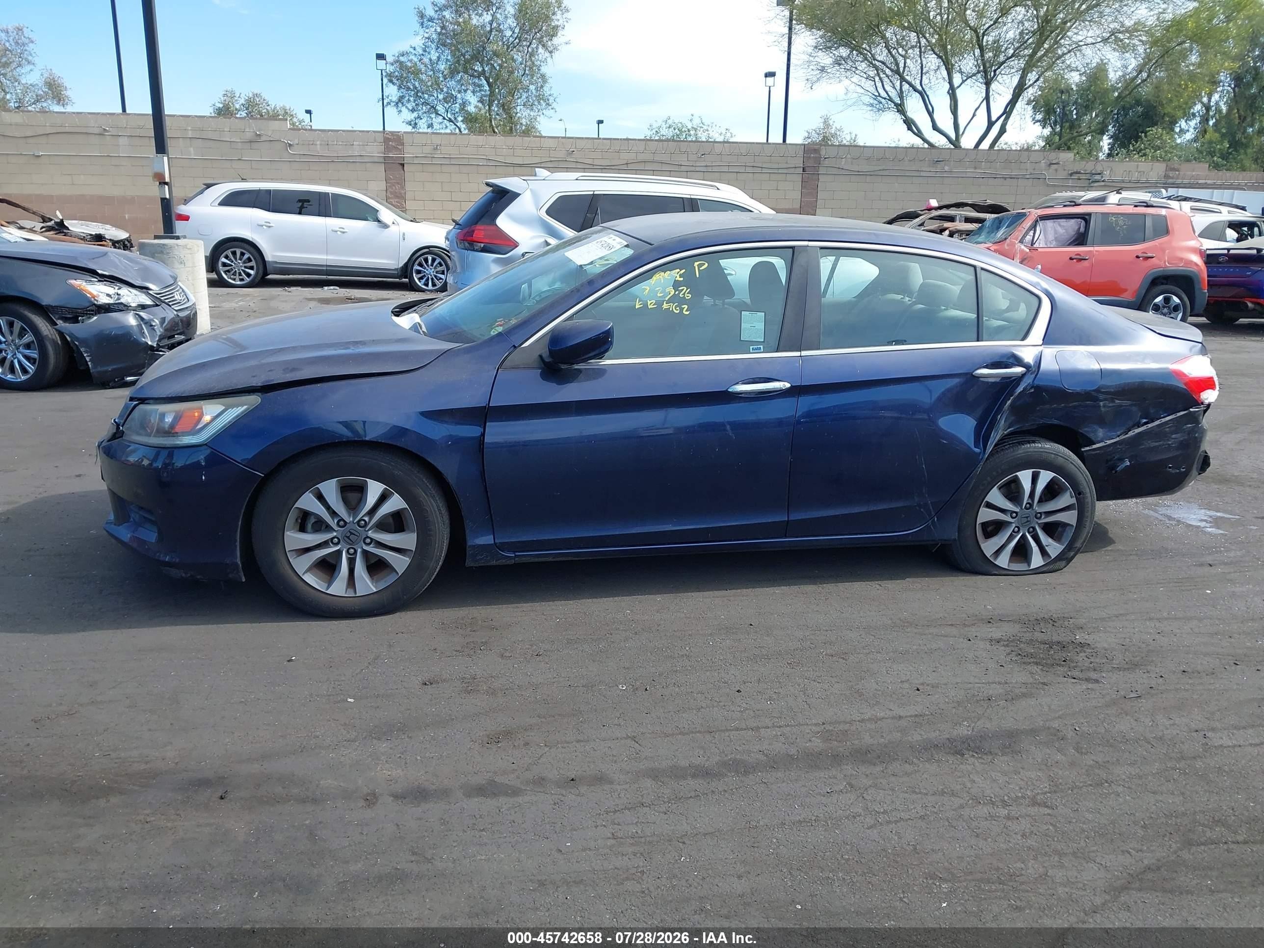 2015 Honda Accord Lx Blue vin: 1HGCR2F36FA154846