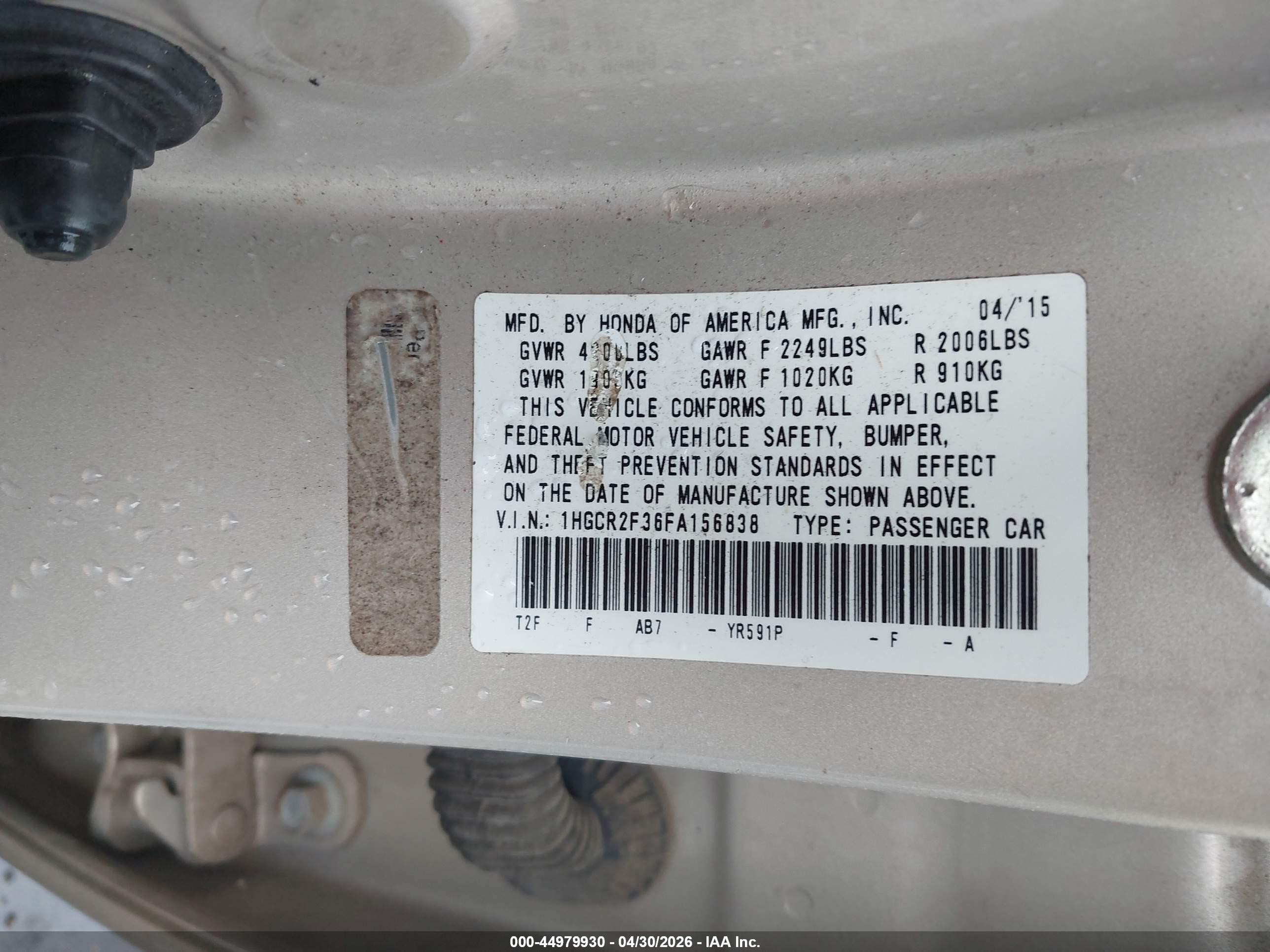 2015 Honda Accord Lx Tan vin: 1HGCR2F36FA156838