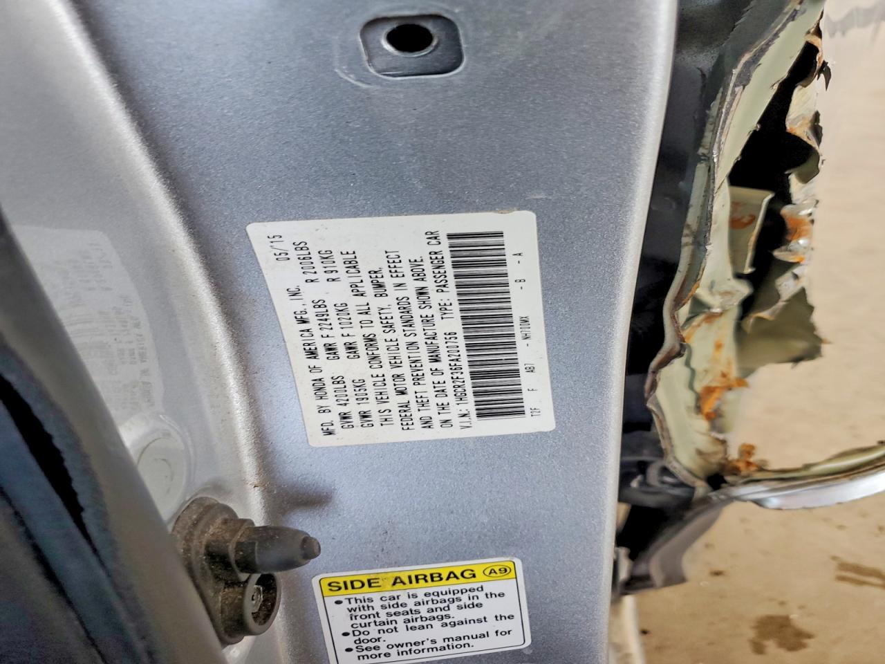 2015 Honda Accord Lx Silver vin: 1HGCR2F36FA200756