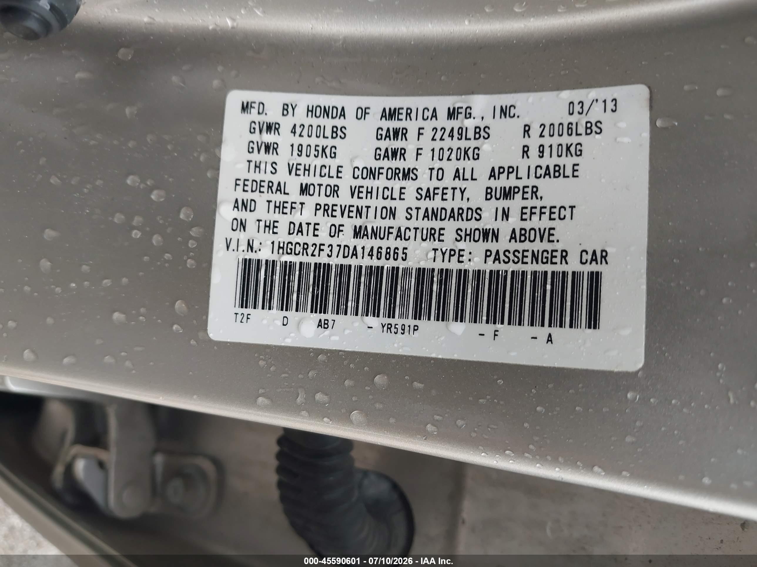 2013 Honda Accord Lx Tan vin: 1HGCR2F37DA146865