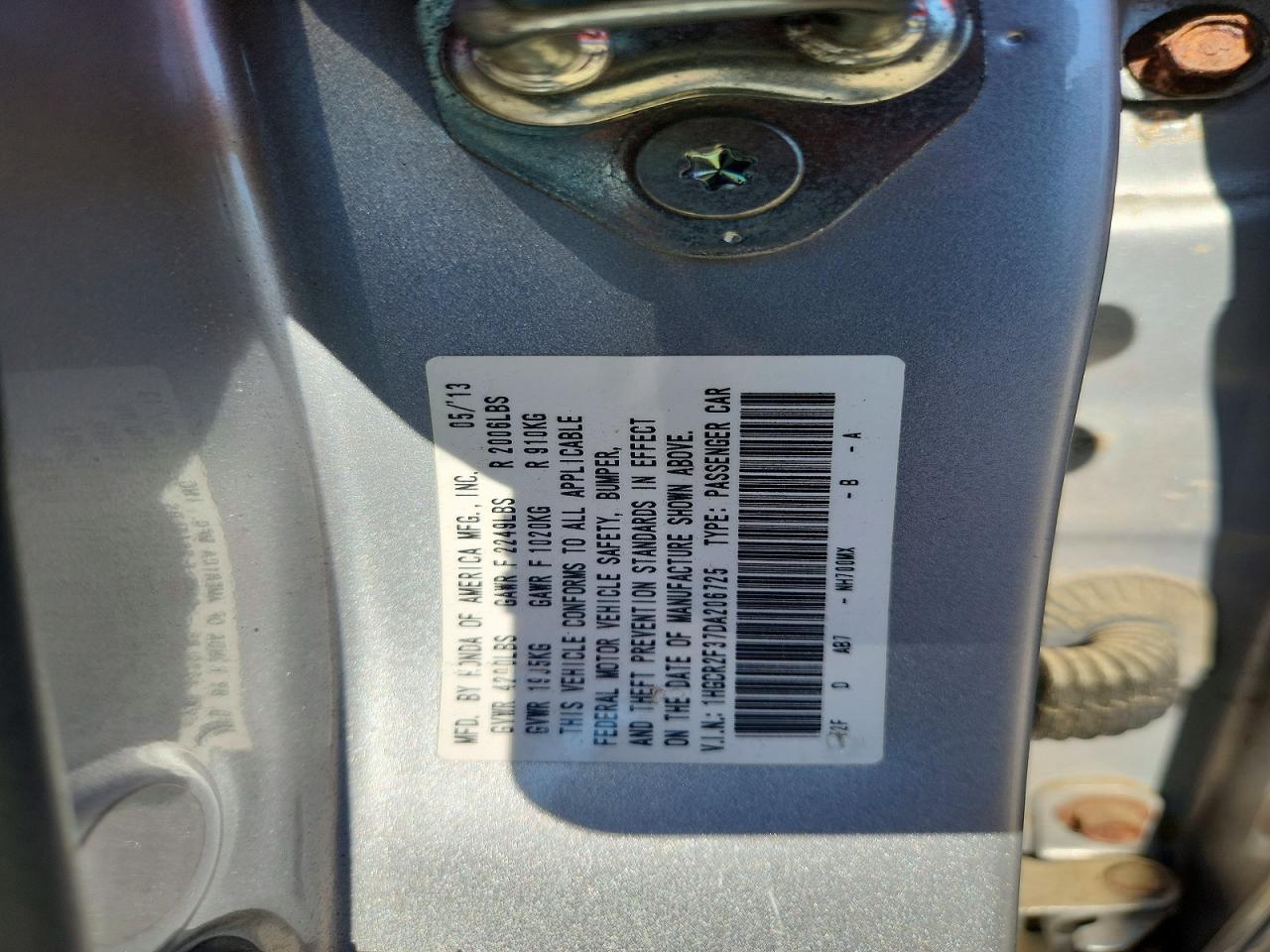 2013 Honda Accord Lx Silver vin: 1HGCR2F37DA206725