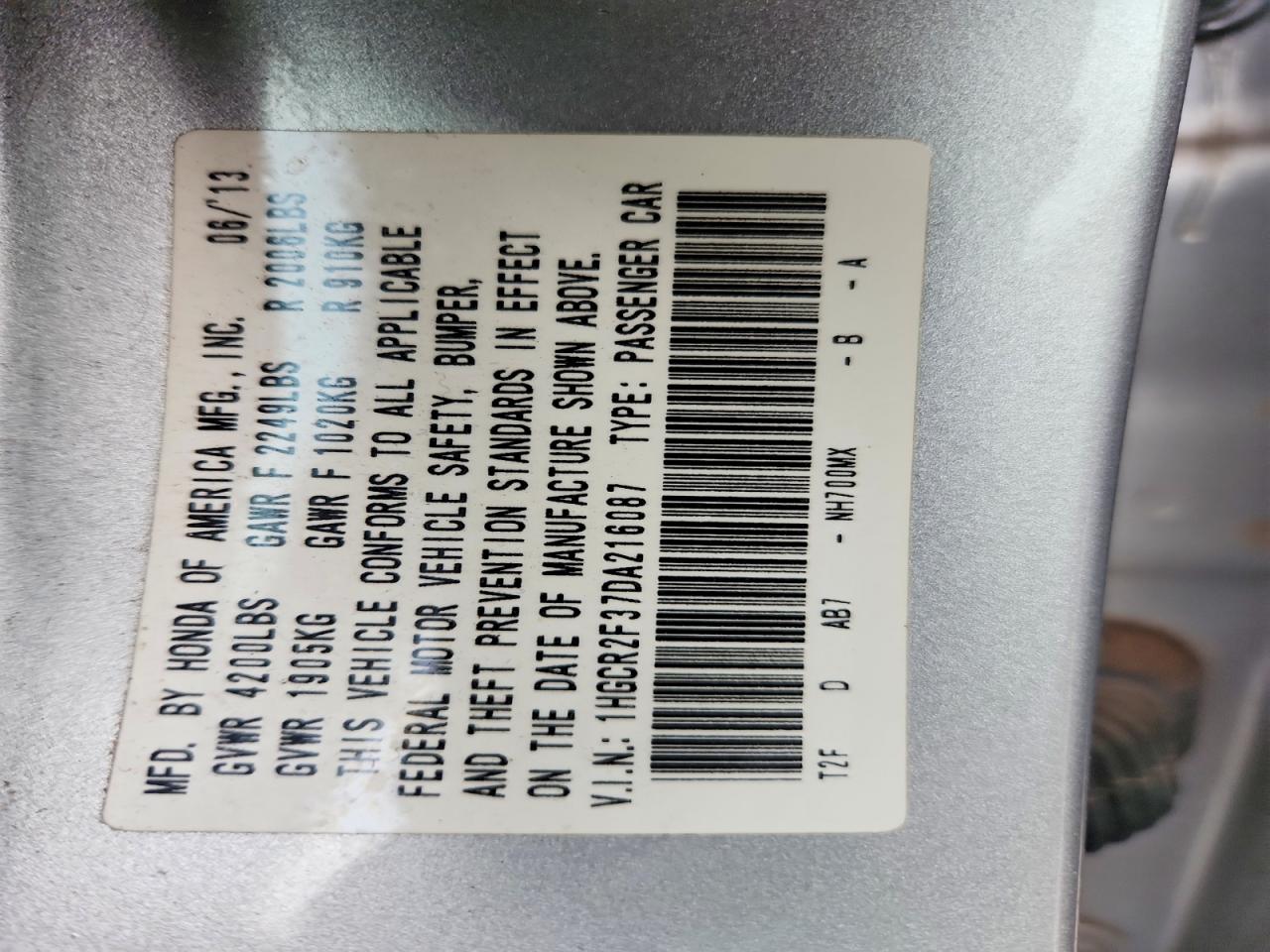 2013 Honda Accord Lx Silver vin: 1HGCR2F37DA216087